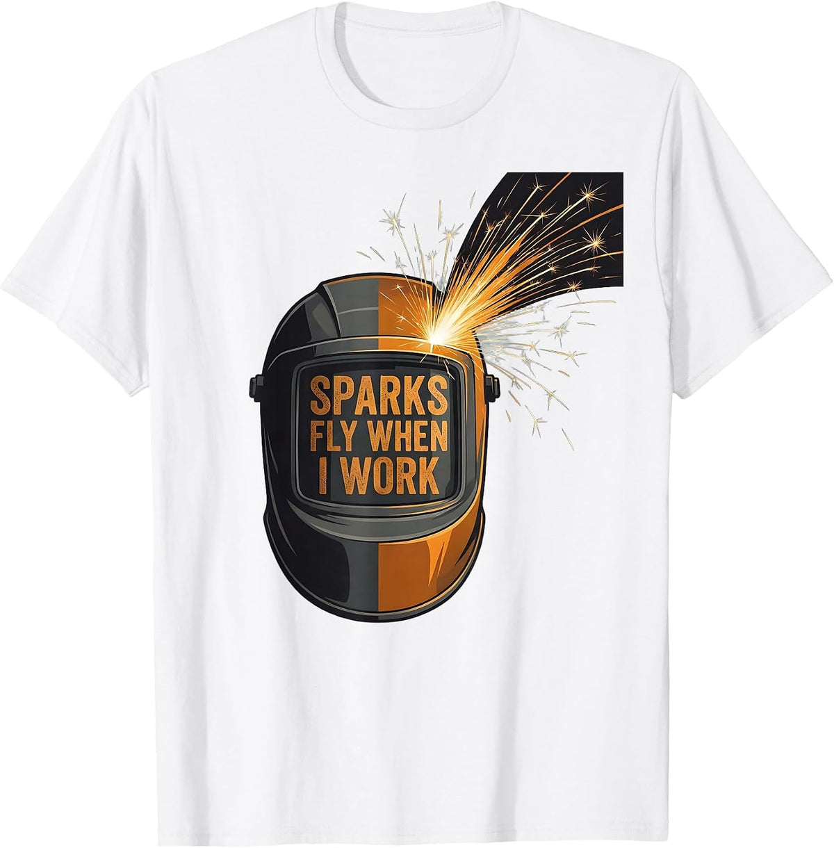 Men's Sparks Fly When I Work Welder Design T-Shirt - White