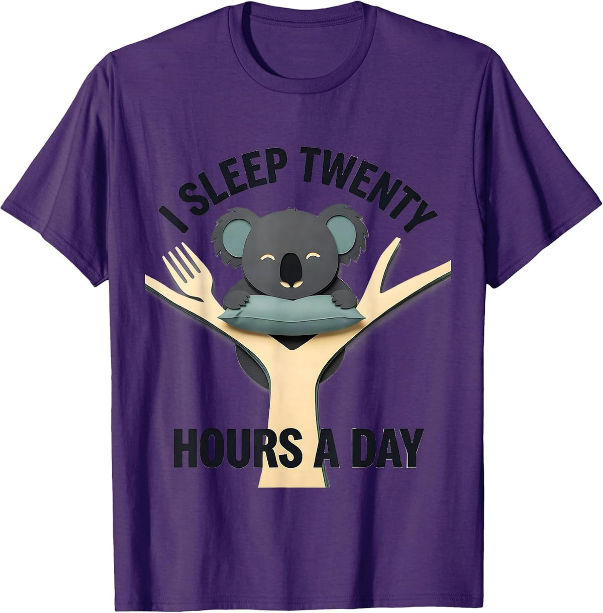 Men's I Sleep Twenty Hours A Day Funny Koala Animal Official T-Shirt - Purple