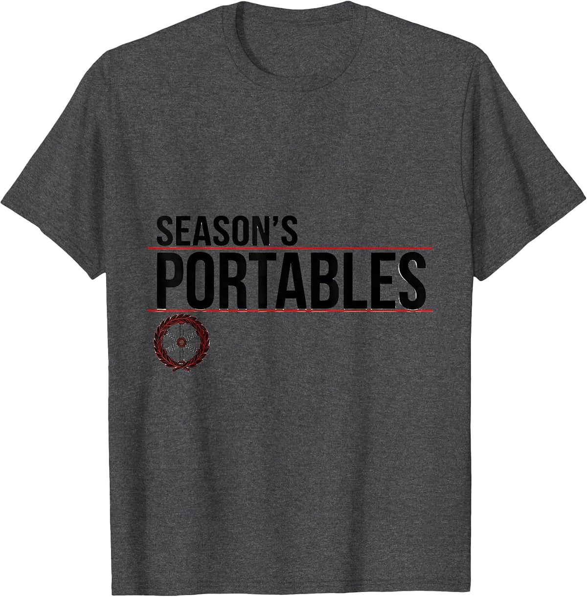 Men's Season's Portables Funny Medical Tech Christmas Workplace T-Shirt - Dark Heather Grey