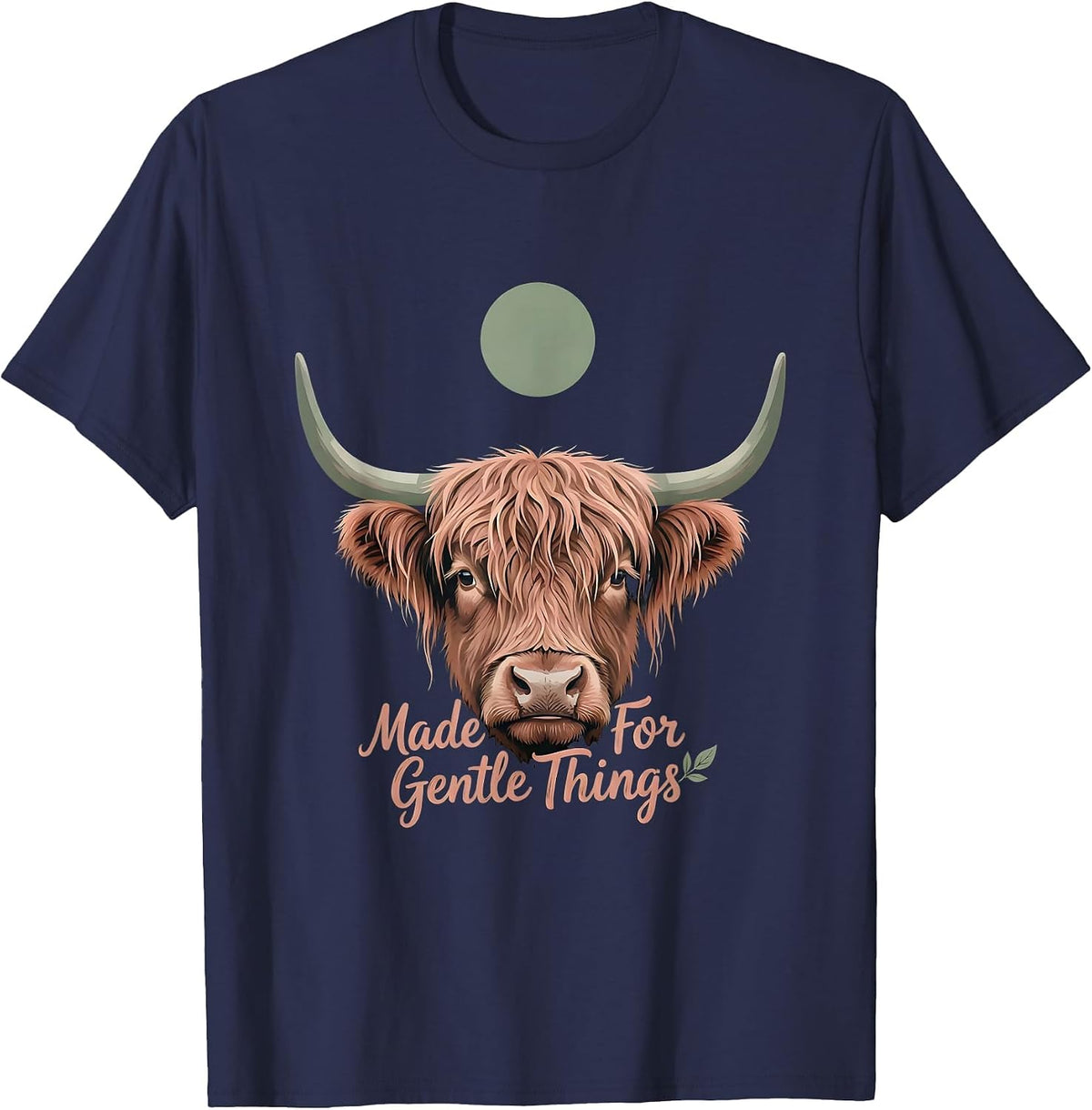 Men's Made For Gentle Things Boho Highland Cow Farm Animal Lover T-Shirt - Navy Blue