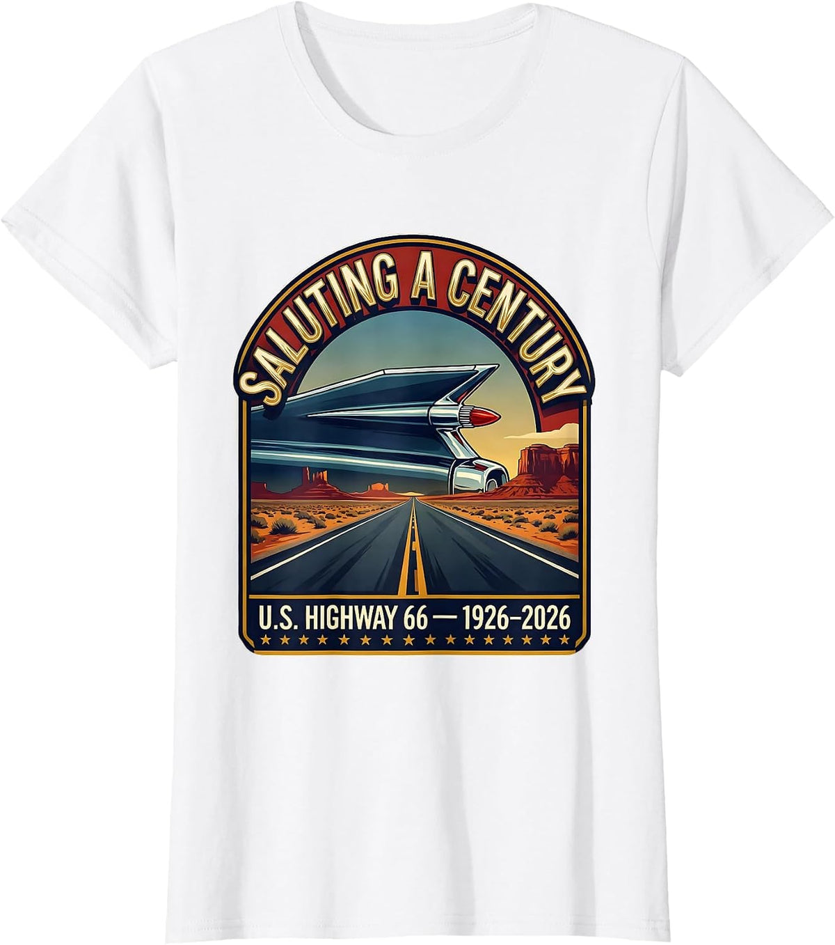 Saluting A Century U.S. Highway 66 1926-2026 Vintage T-Shirt - White