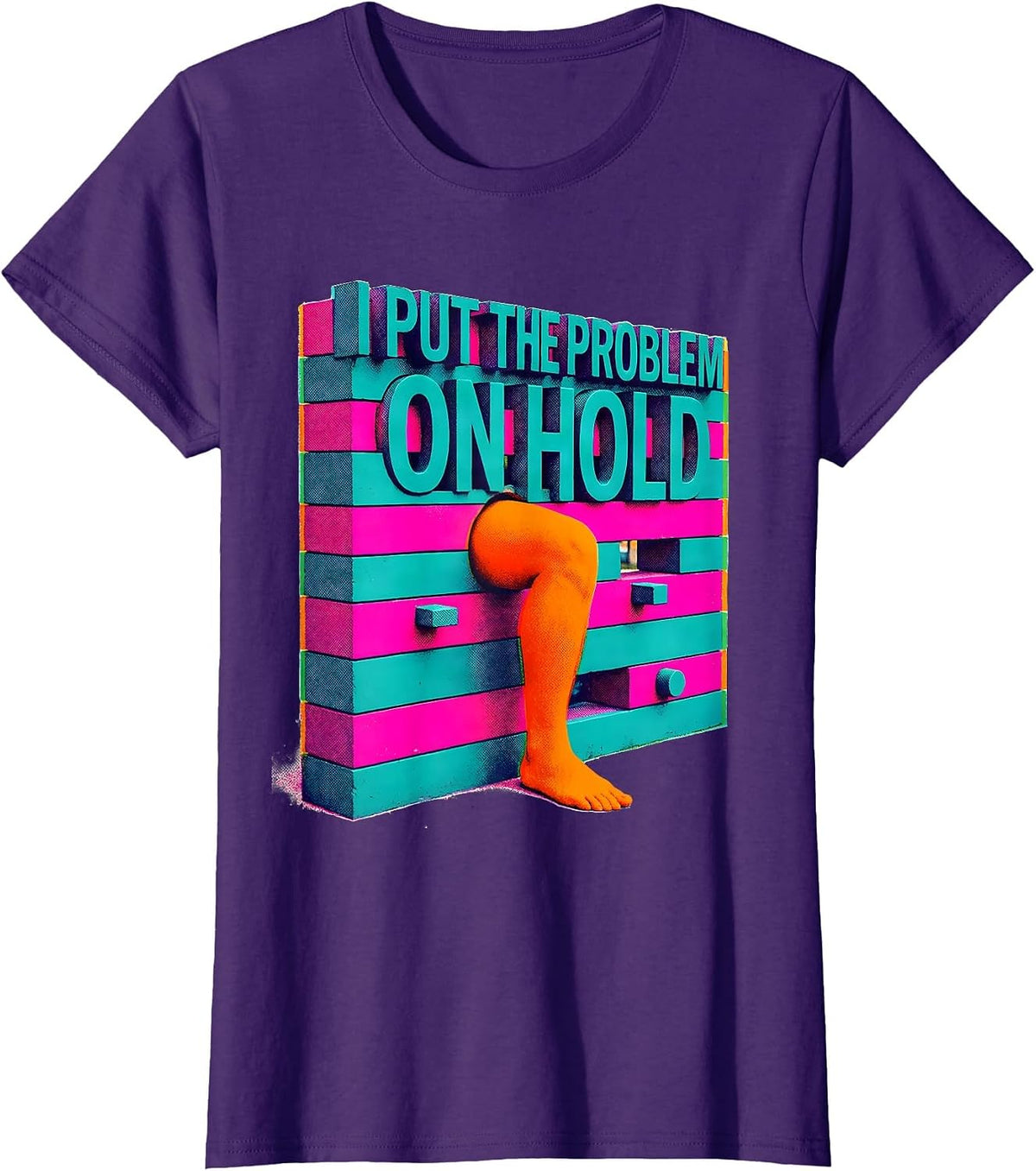 Women's I Put The Problem On Hold Funny Rock Climbing Bouldering T-Shirt - Purple