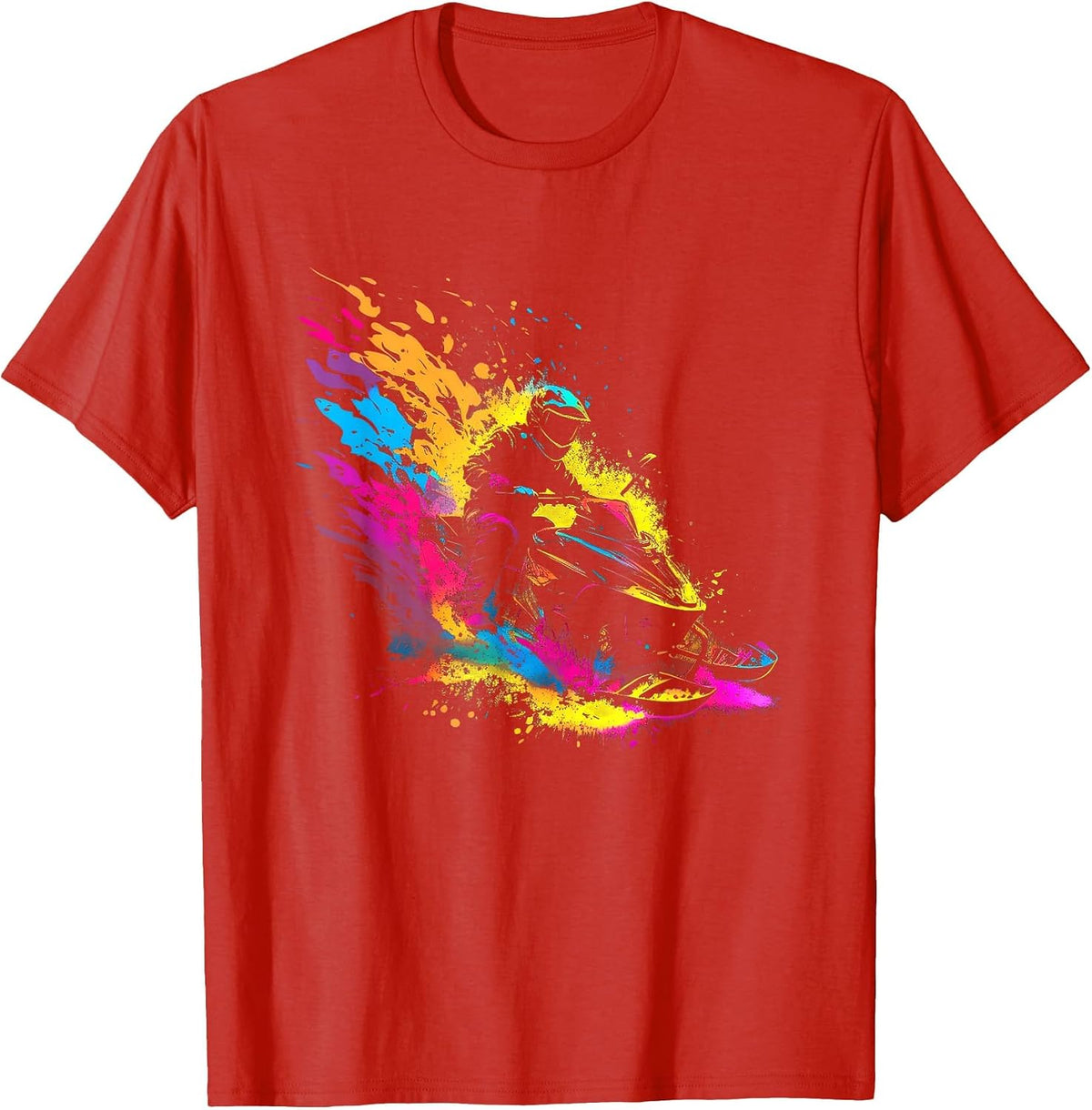 Splash Art Snowmobile Snow Machine Ski-Doo Sledge T-Shirt - Red