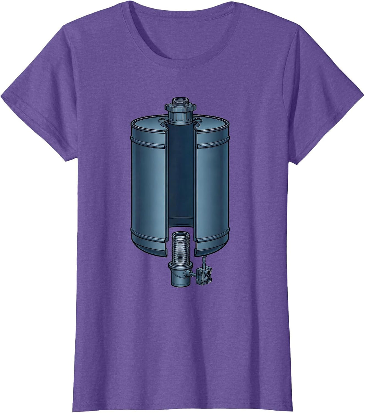 Women's Exploded Hot Water Heater Funny Plumber Pipefitter Gift T-Shirt - Purple Heather