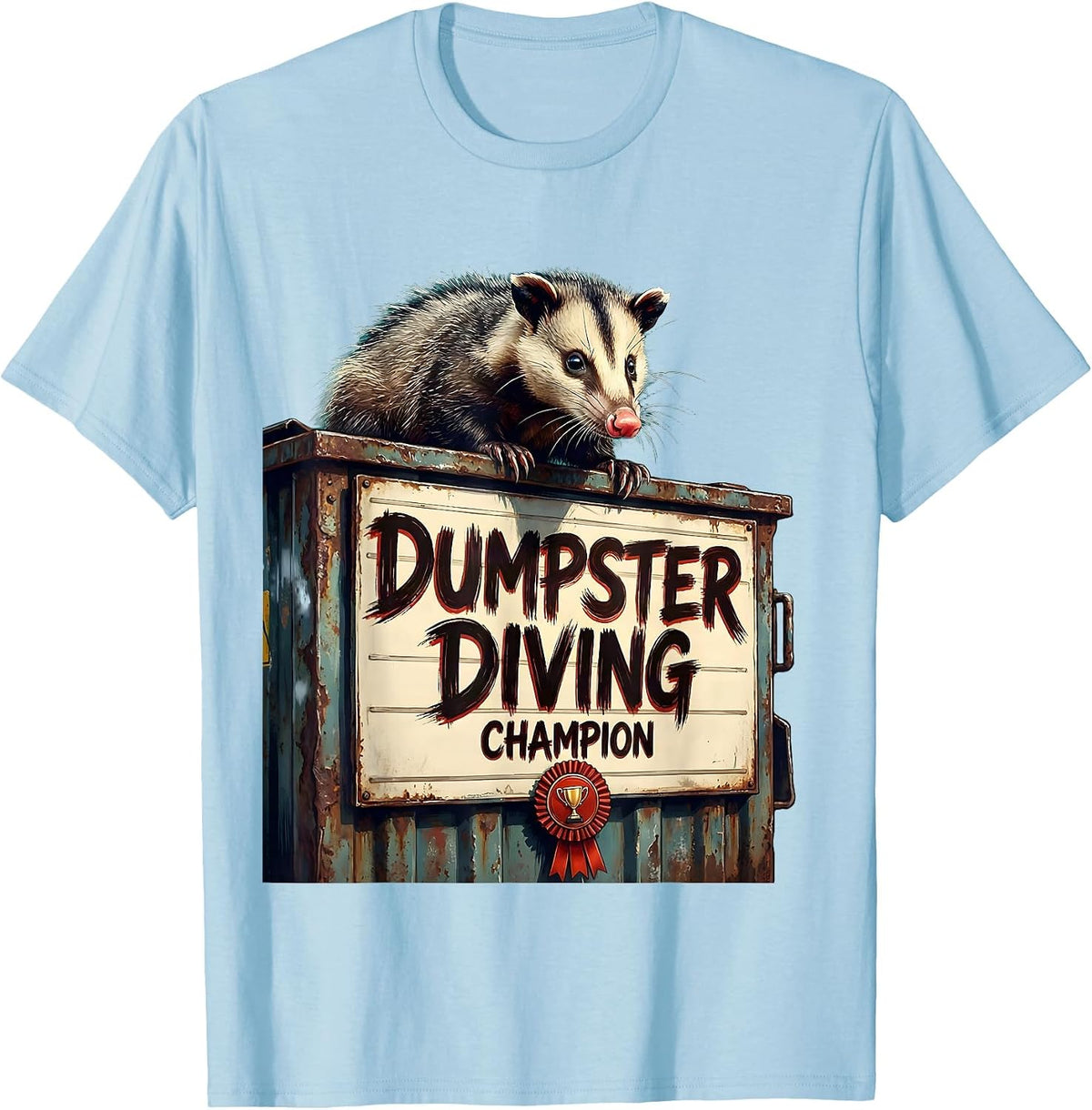 Men's Dumpster Diving Champion Opossum Design T-Shirt - Baby Blue