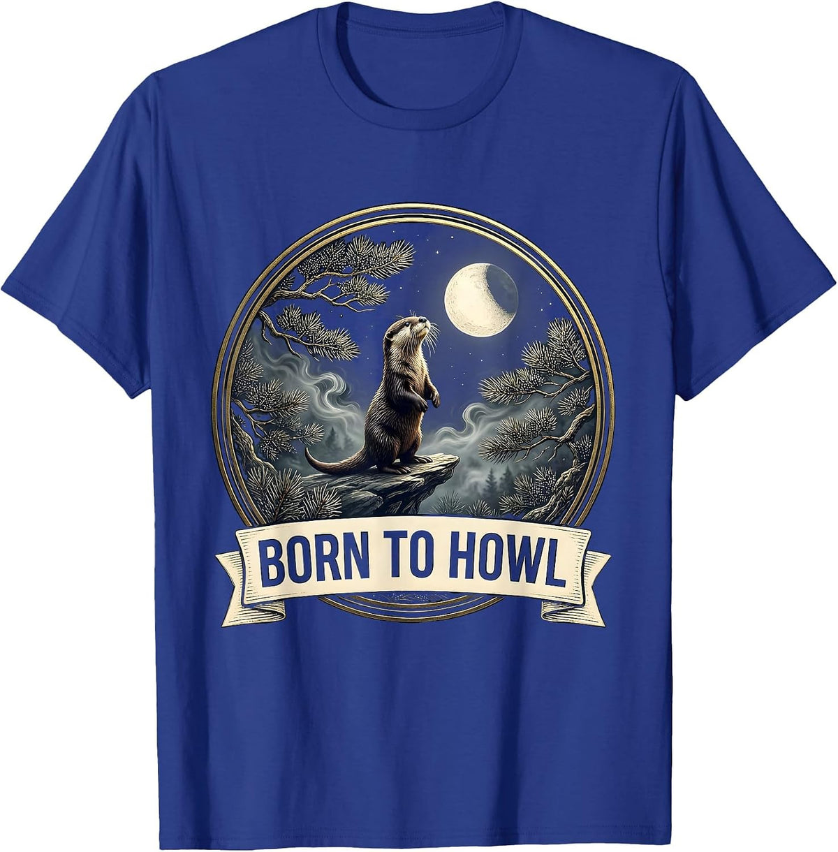 Men's Born To Howl Retro Otter Meme 90s Animal Graphic T-Shirt - Royal Blue