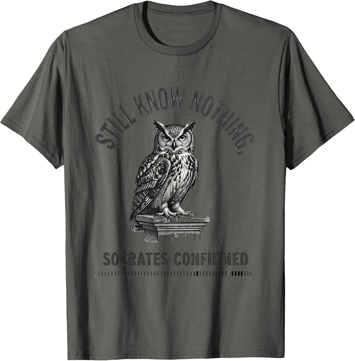 Men's Still Know Nothing Socrates Confirmed Funny Greek Philosophy T-Shirt - Asphalt Grey