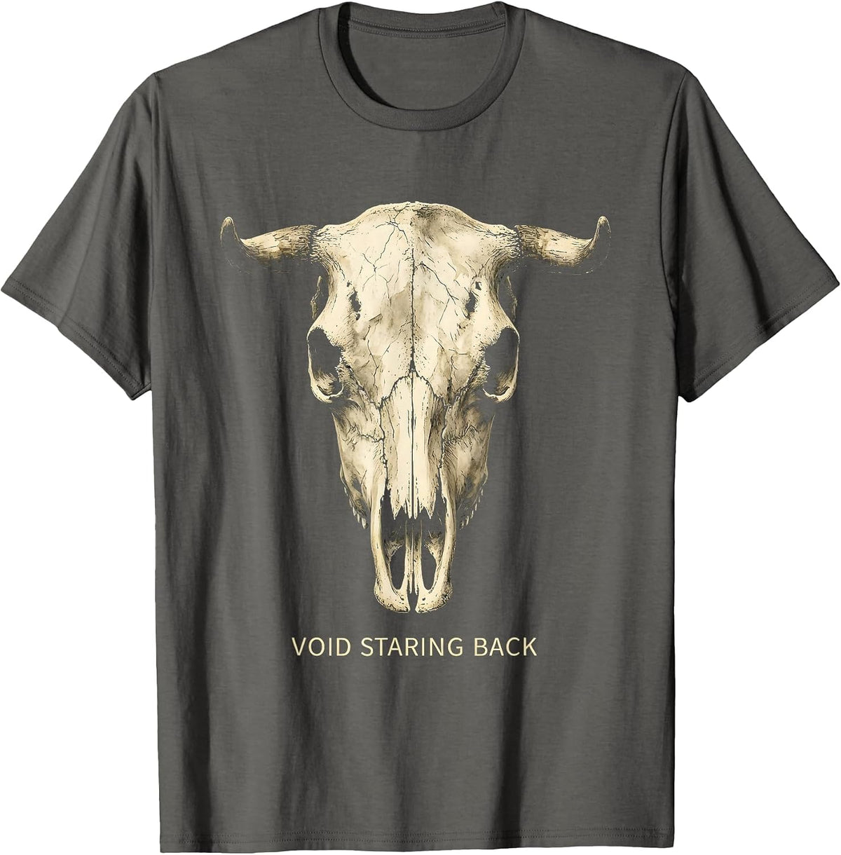 Void Staring Back Dark Philosophy Design T-Shirt - Asphalt Grey