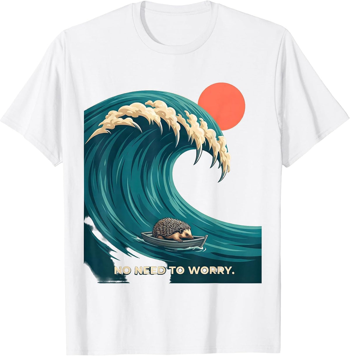 Men's No Need To Worry Funny Japanese Art Animal Meme Graphic T-Shirt - White