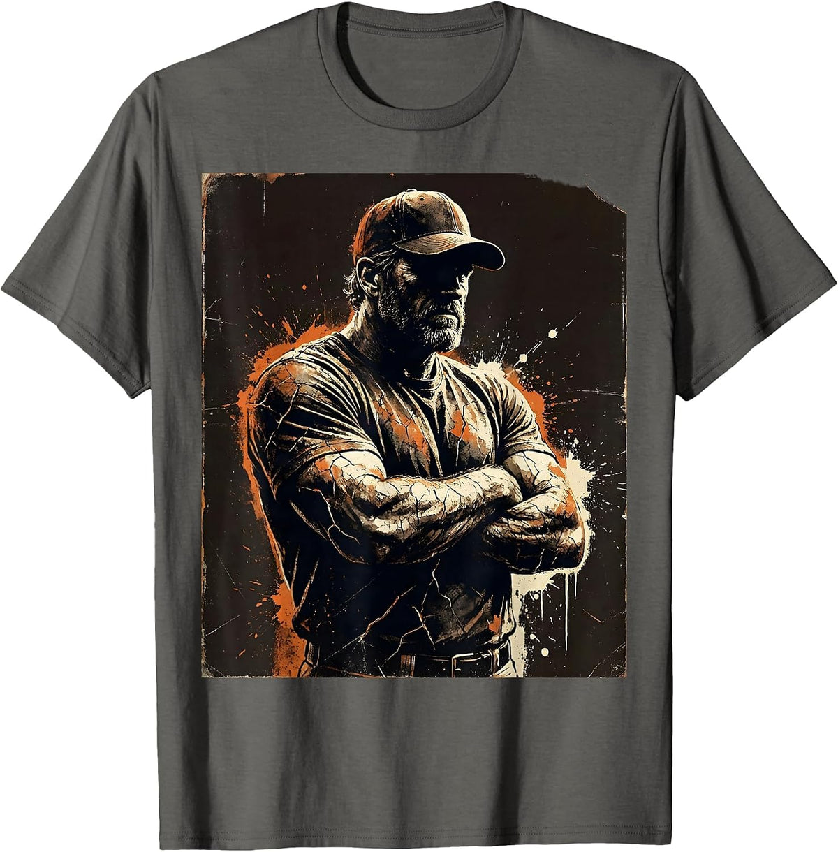 Men's Soccer Dad Arms Crossed Watching the Match T-Shirt - Asphalt Grey