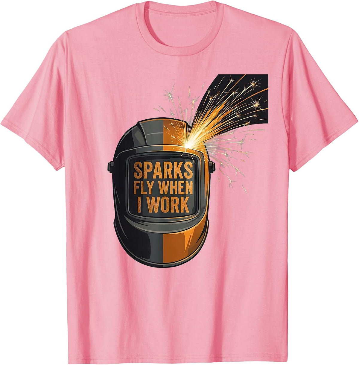 Men's Sparks Fly When I Work Welder Design T-Shirt - Pink