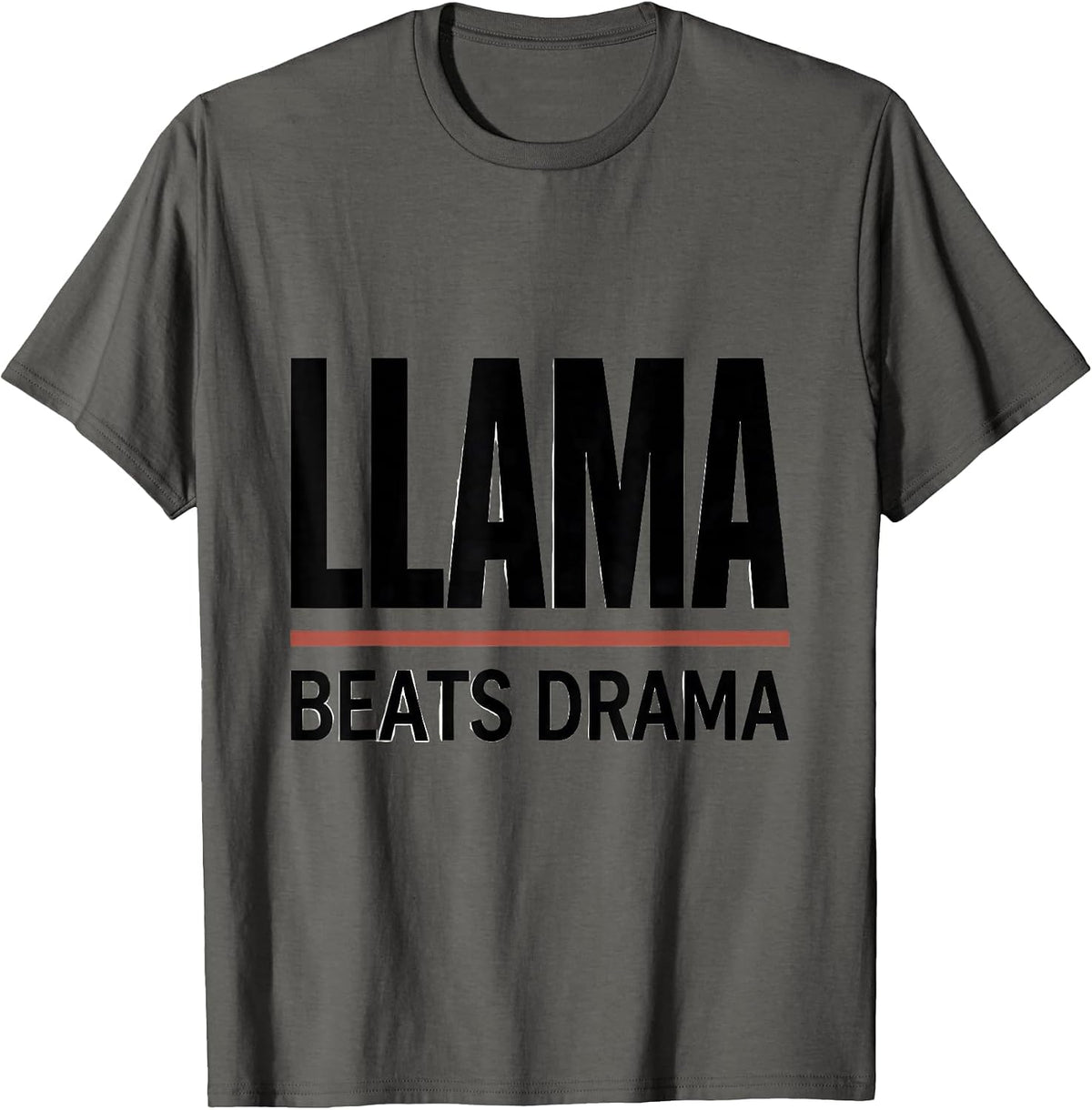 Men's Llama Beats Drama Funny Llama Alpaca Lover Gift T-Shirt - Asphalt Grey