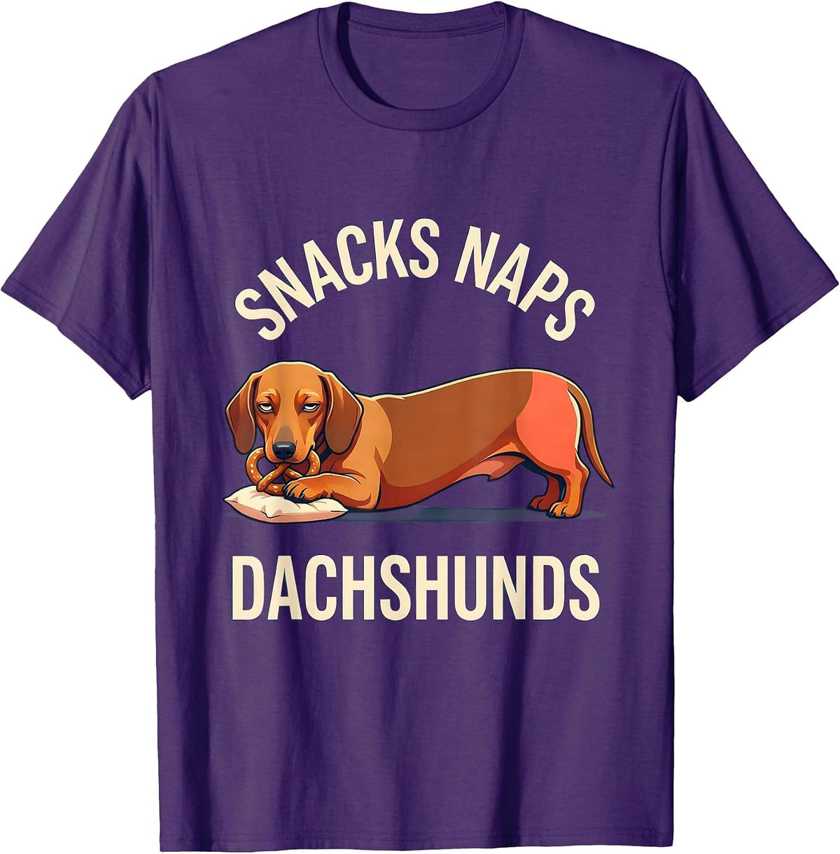 Snacks Naps Dachshunds Funny Dog Lover Design T-Shirt - Purple