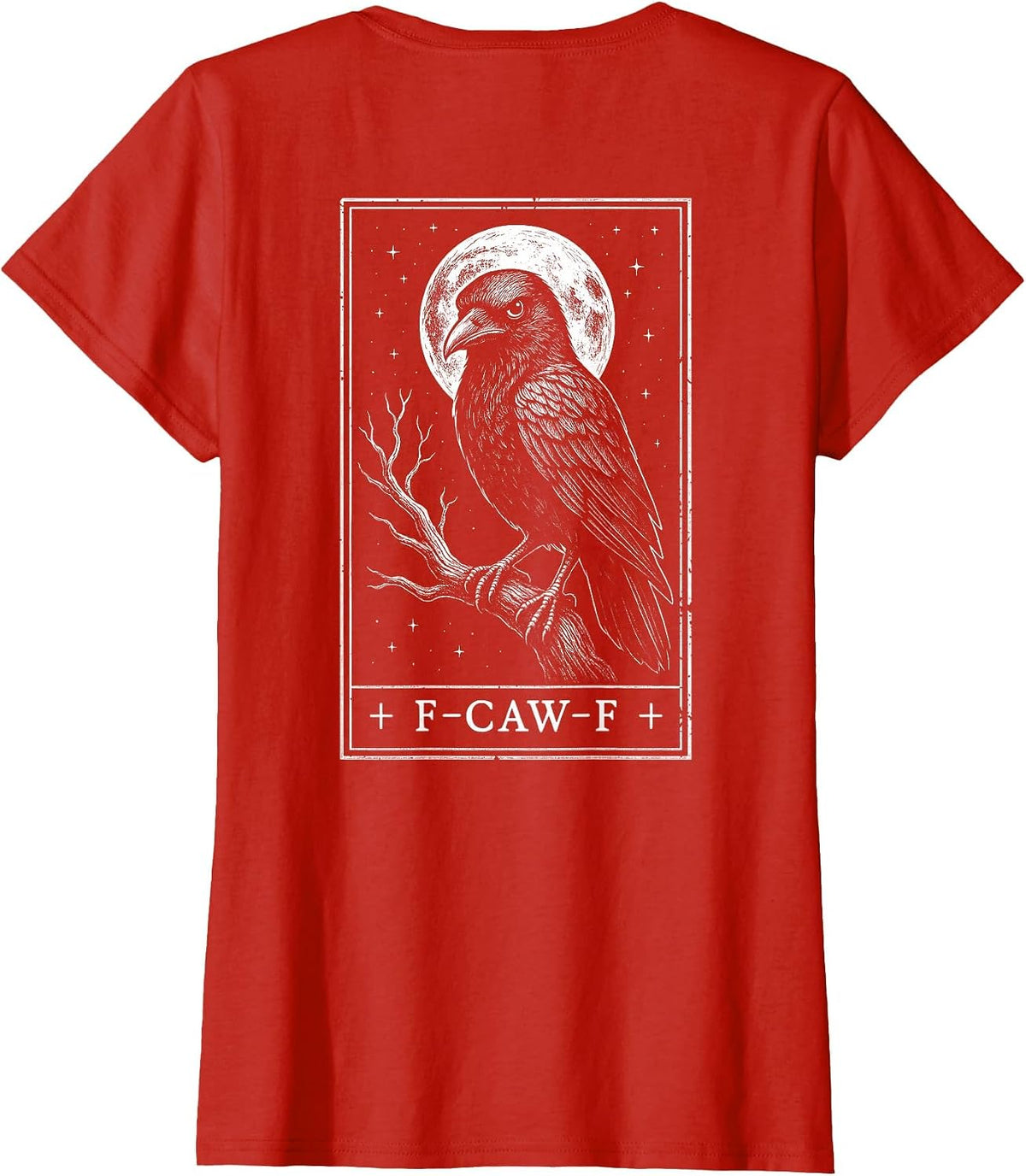 F-CAW-F Crow Tarot Card Funny Halloween Vintage On Back T-Shirt - Red