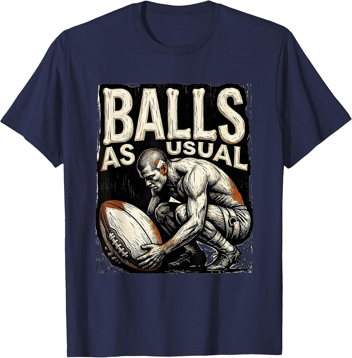 Balls As Usual Funny Rugby Player Coach Fan Gift T-Shirt - Navy Blue