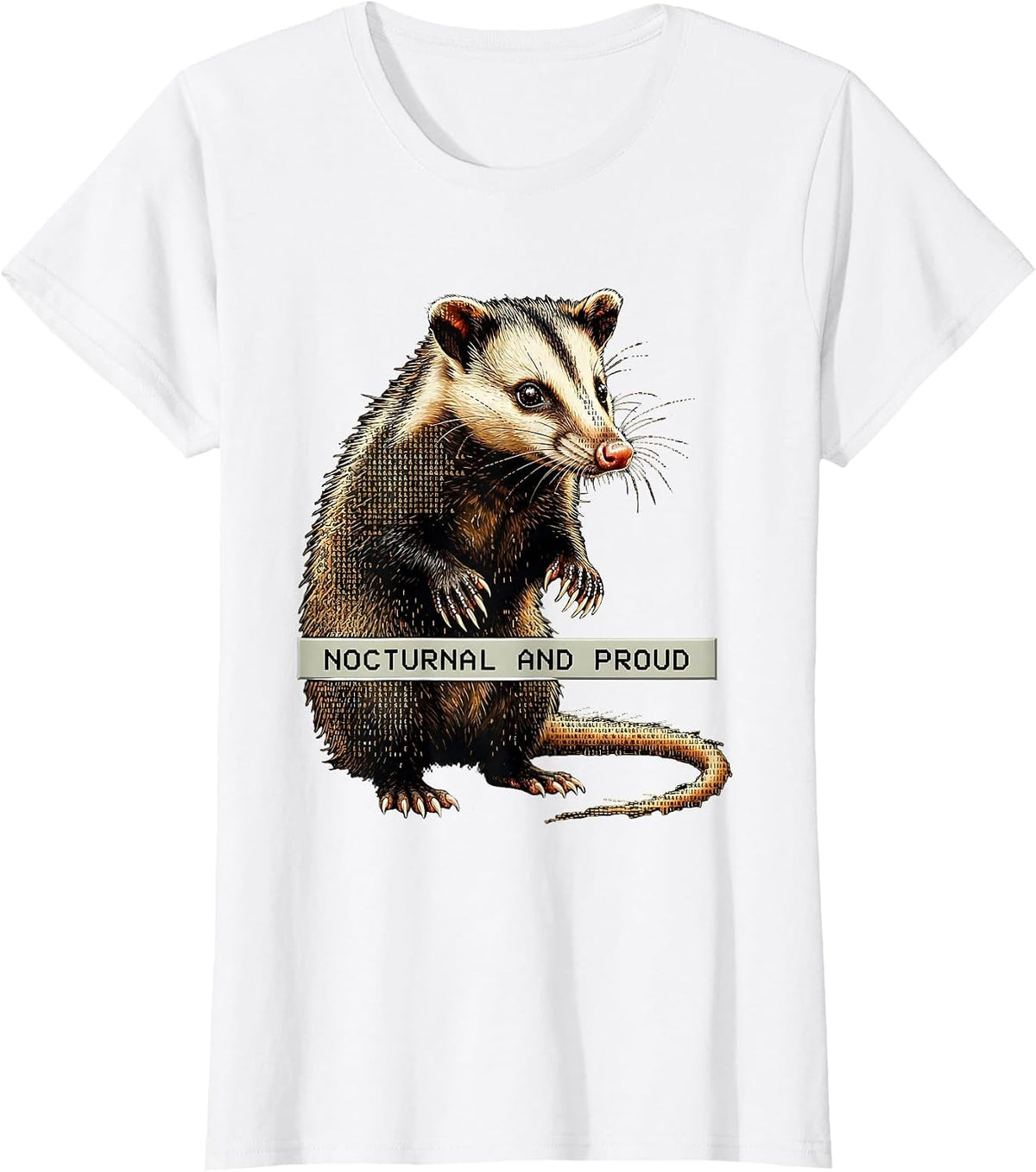 Women's Nocturnal and Proud Opossum Design T-Shirt - White