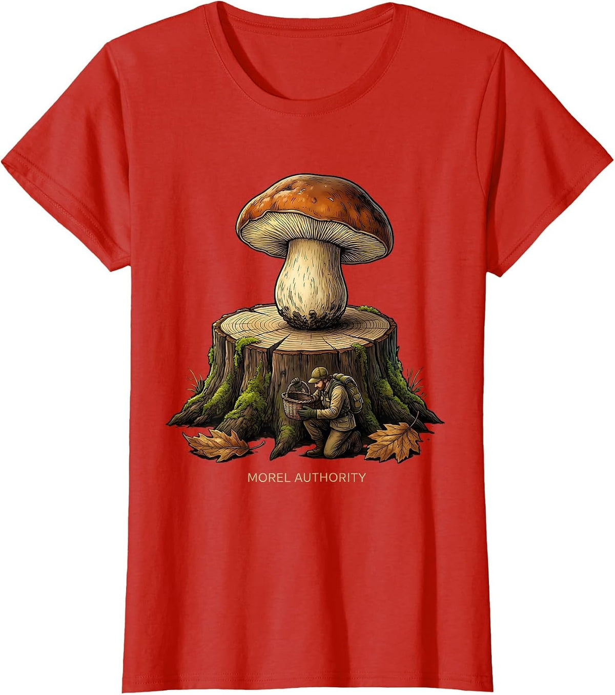 Morel Authority Funny Mushroom Foraging Morel Hunter Gift T-Shirt - Red