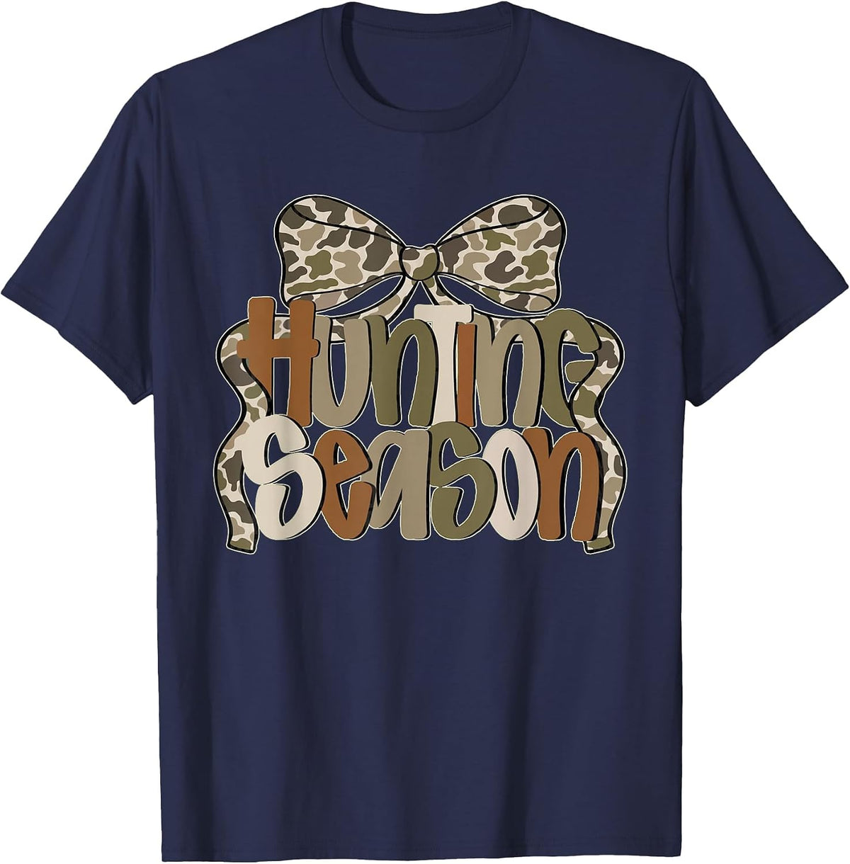 Camo Coquette Bow Hunting Season Camo Hunt Women Mom Mama T-Shirt - Navy Blue