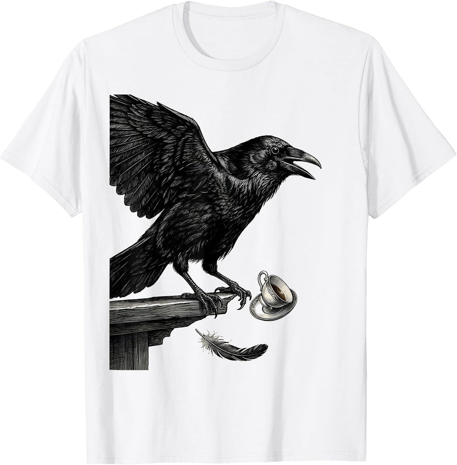 Men's Black Crow Gothic Dark Humor Crow Lover Gift T-Shirt - White