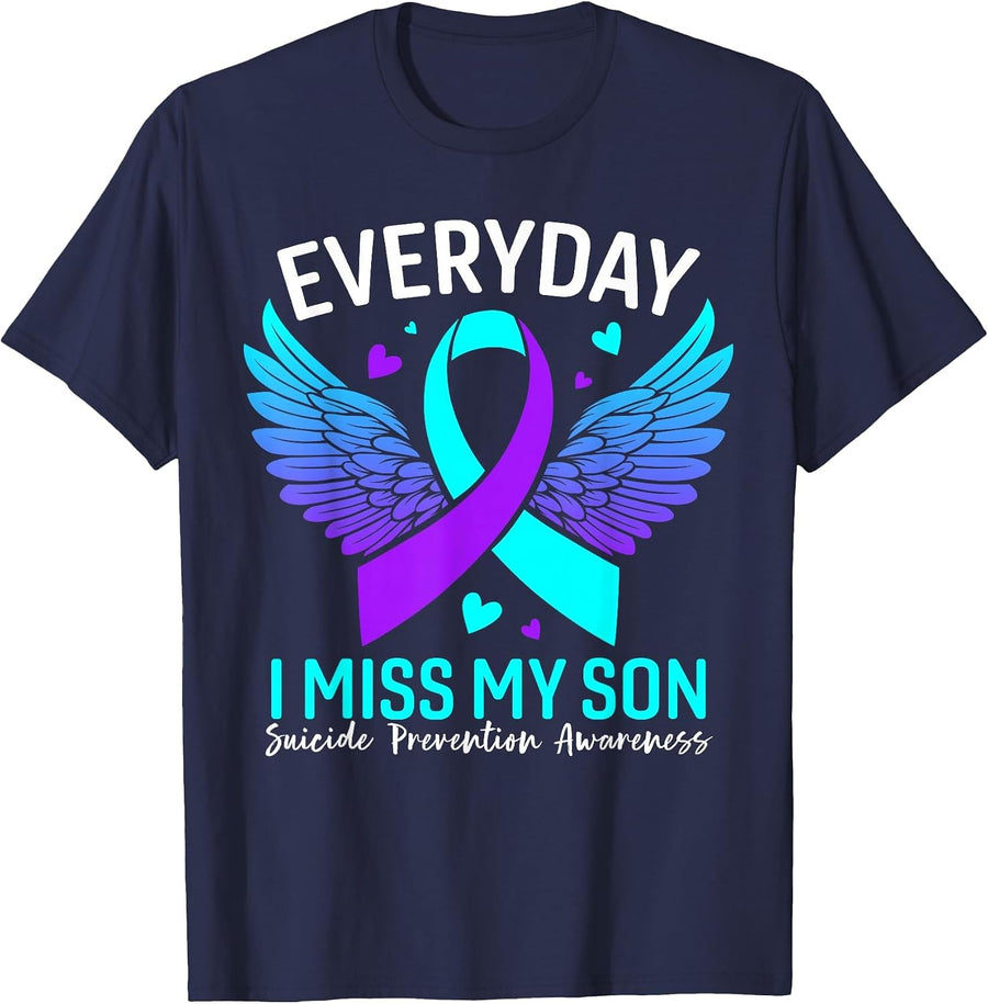 Suicide Awareness Shirt Son Suicide Prevention Awareness T-Shirt - Navy Blue