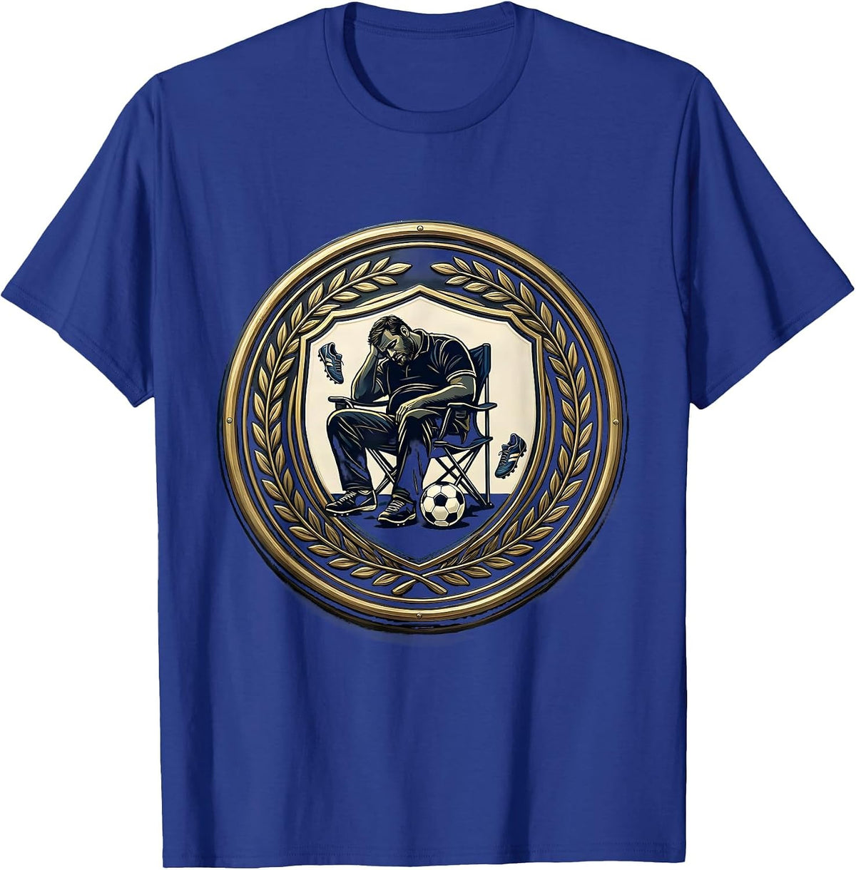 Soccer Dad Exhausted Napping in Folding Chair T-Shirt - Royal Blue