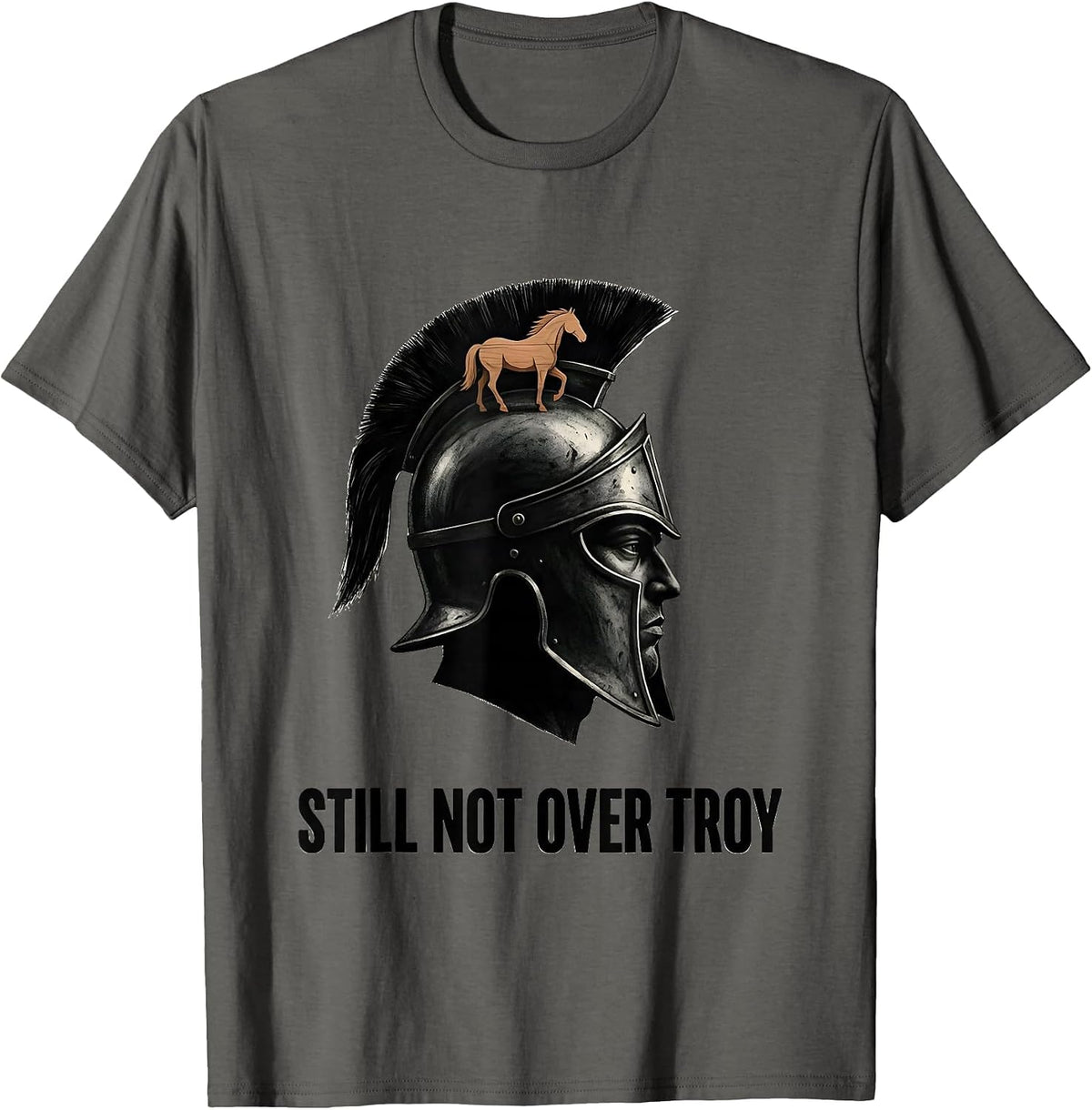 Men's Still Not Over Troy Funny History Teacher History Buff Gift T-Shirt - Asphalt Grey