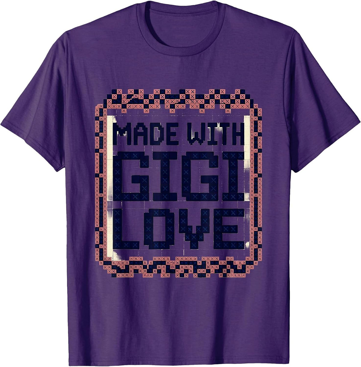 Men's Made With Gigi Love Heartfelt Grandma Design T-Shirt - Purple