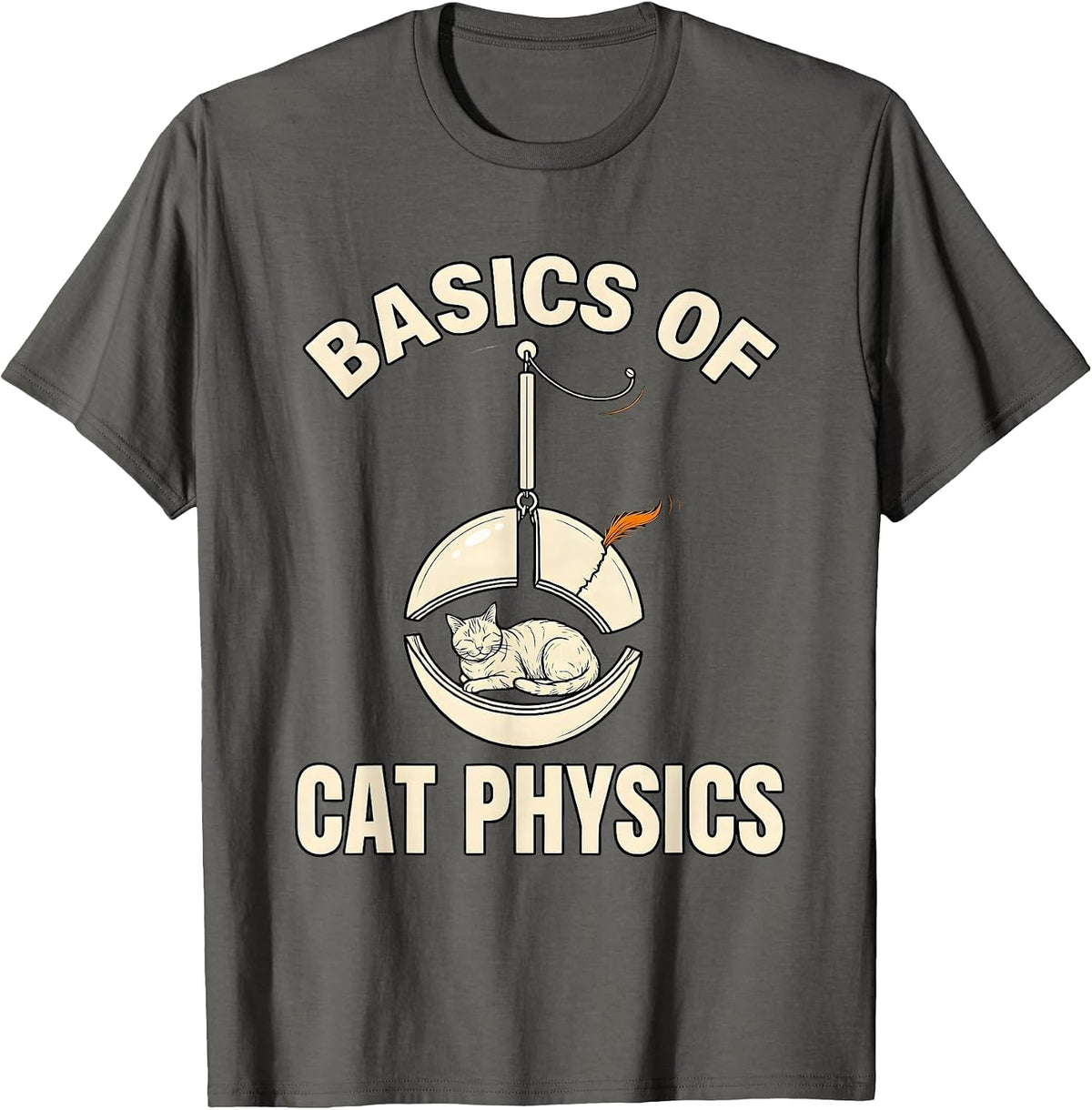 Men's Basics Of Cat Physics Funny Math Cat Teacher Gift T-Shirt - Asphalt Grey