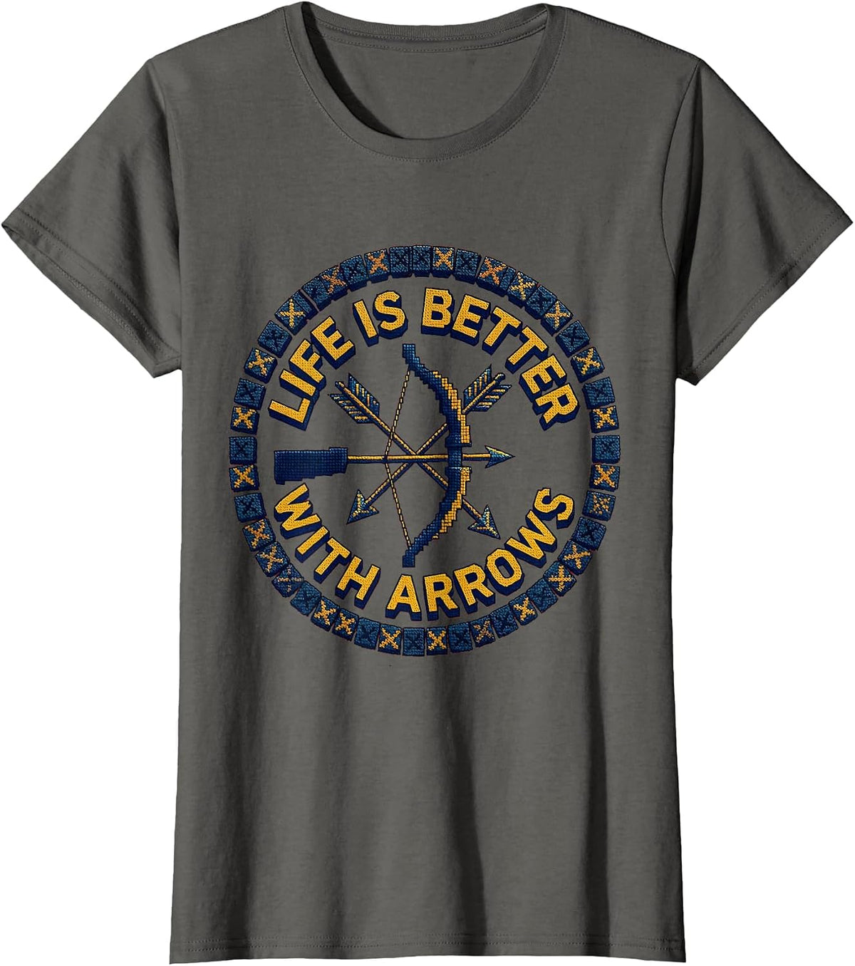 Women's Life Is Better With Arrows Archery Design T-Shirt - Asphalt Grey