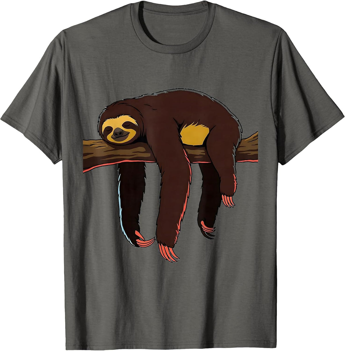 Sloth Lazy Humor Animal Lover Novelty Gift T-Shirt - Asphalt Grey