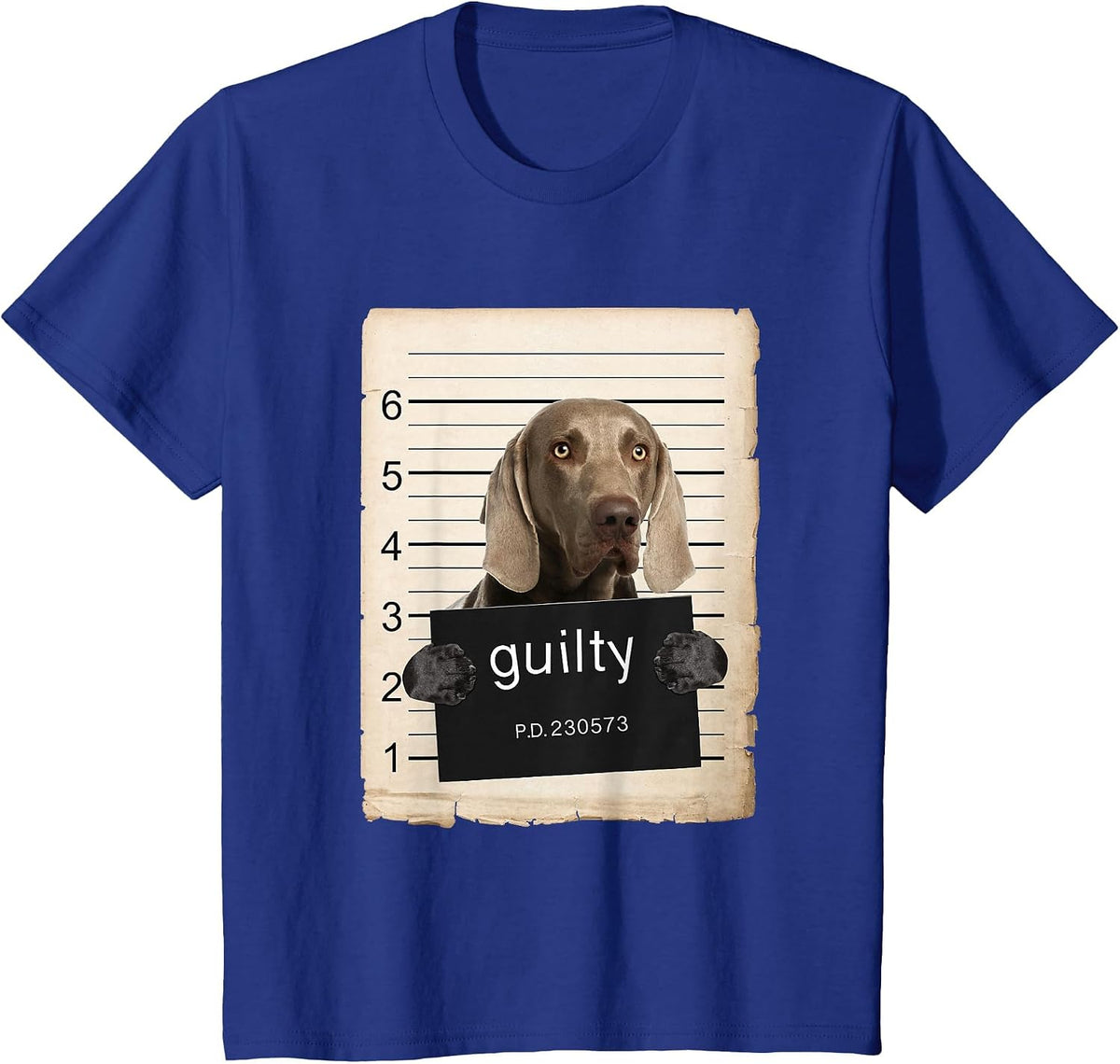Weimaraner Dog Mug Shot Bad Dog T-Shirt - Royal Blue