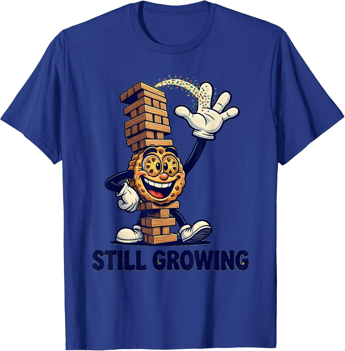 Men's Still Growing Cartoon Growth Mindset Teacher Motivational T-Shirt - Royal Blue