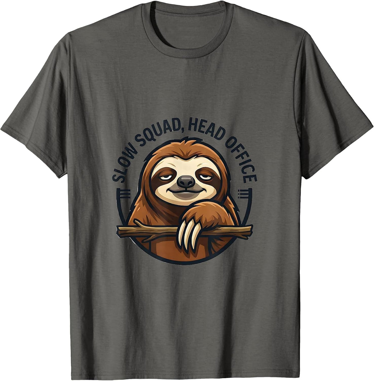 Men's Slow Squad Head Office Funny Sloth Lover Gift T-Shirt - Asphalt Grey