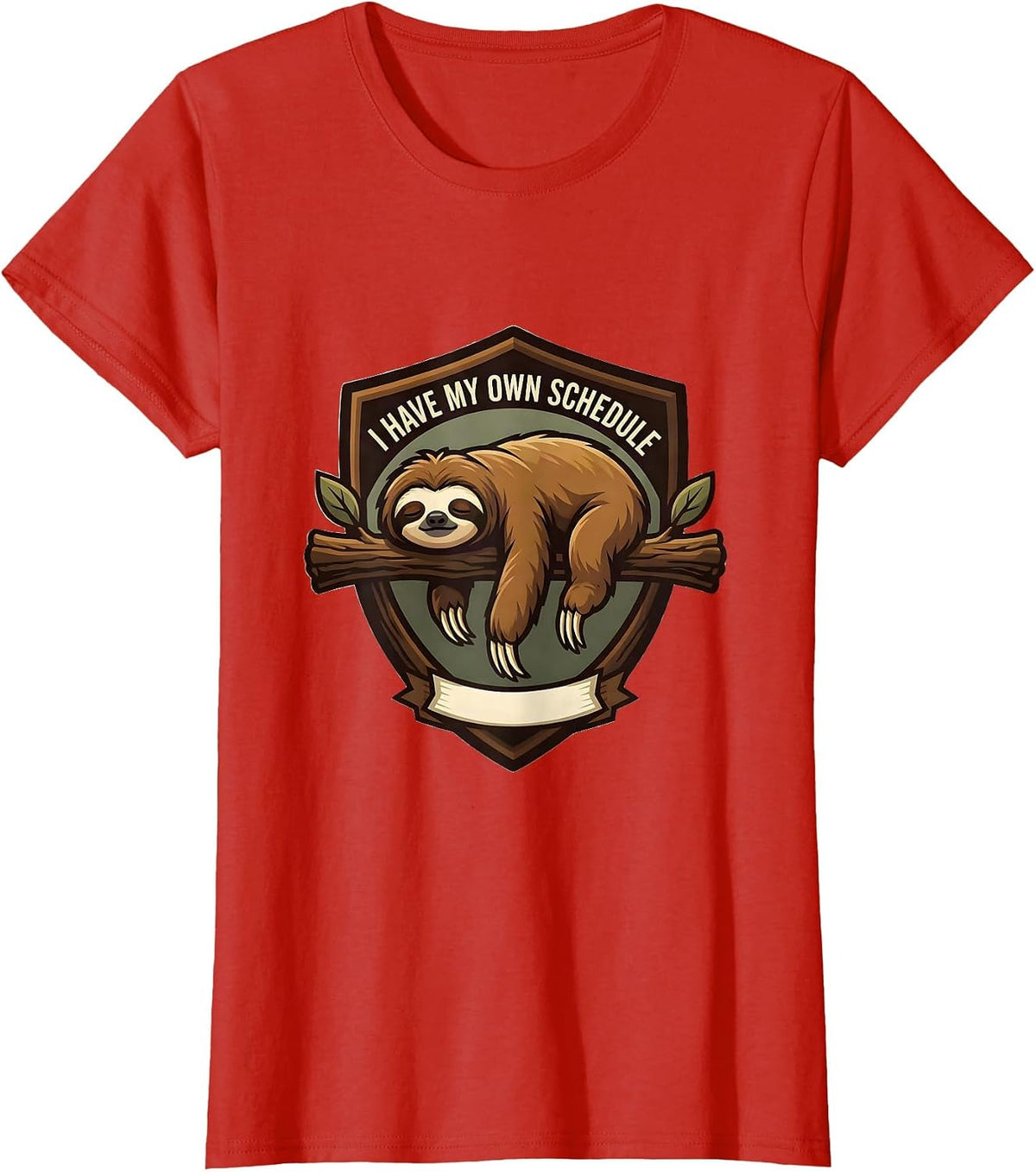 I Have My Own Schedule Funny Sloth Lover Lazy Humor T-Shirt - Red