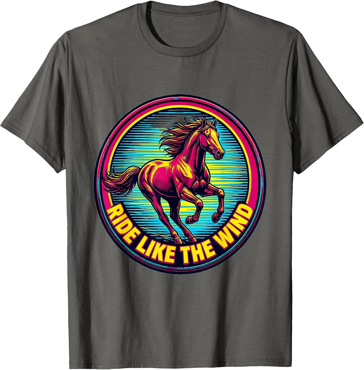 Ride Like the Wind Horse Lover Design T-Shirt - Asphalt Grey