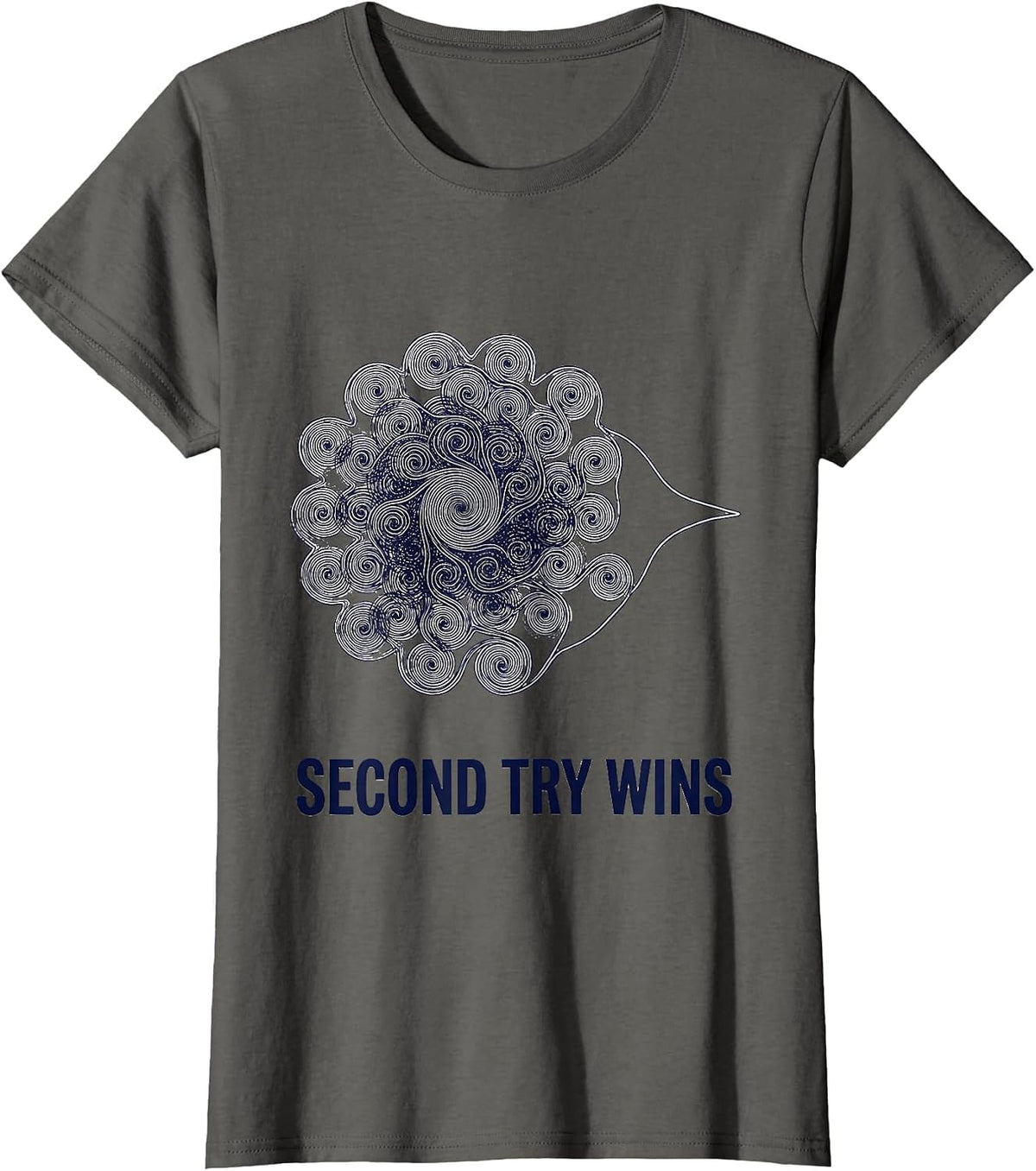 Women's Second Try Wins Growth Mindset Teacher Motivational T-Shirt - Asphalt Grey