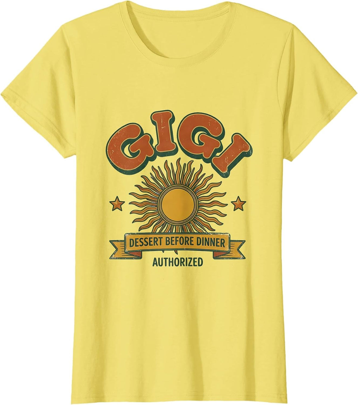 Women's Gigi: Dessert Before Dinner Authorized Vintage Retro Family T-Shirt - Lemon Yellow