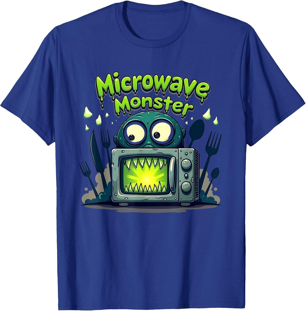 Halloween Food & Cooking Microwave Monster Funny T-Shirt - Royal Blue