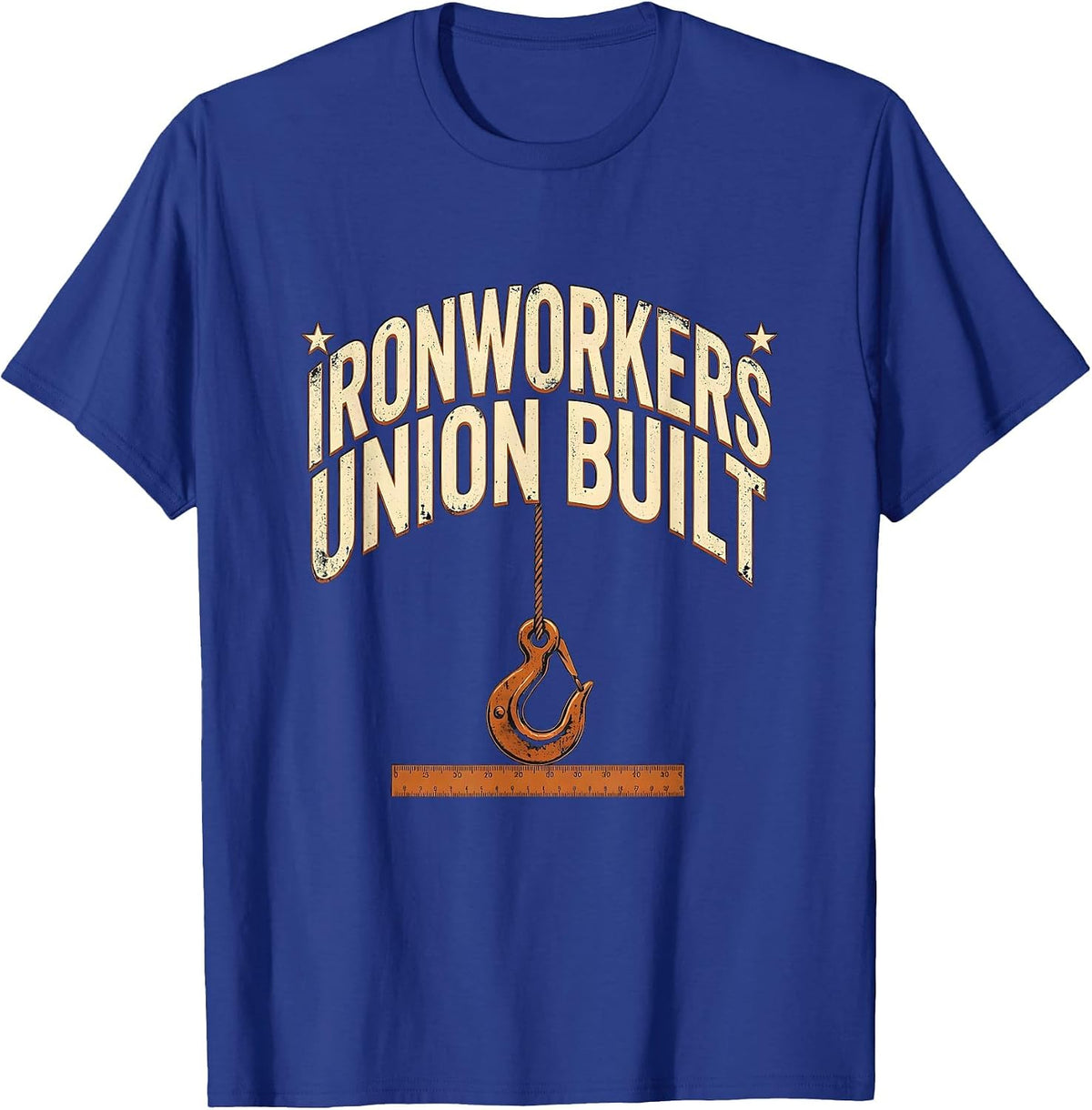 Men's Ironworkers Union Built Heavy Condensed Block Sans Labor T-Shirt - Royal Blue