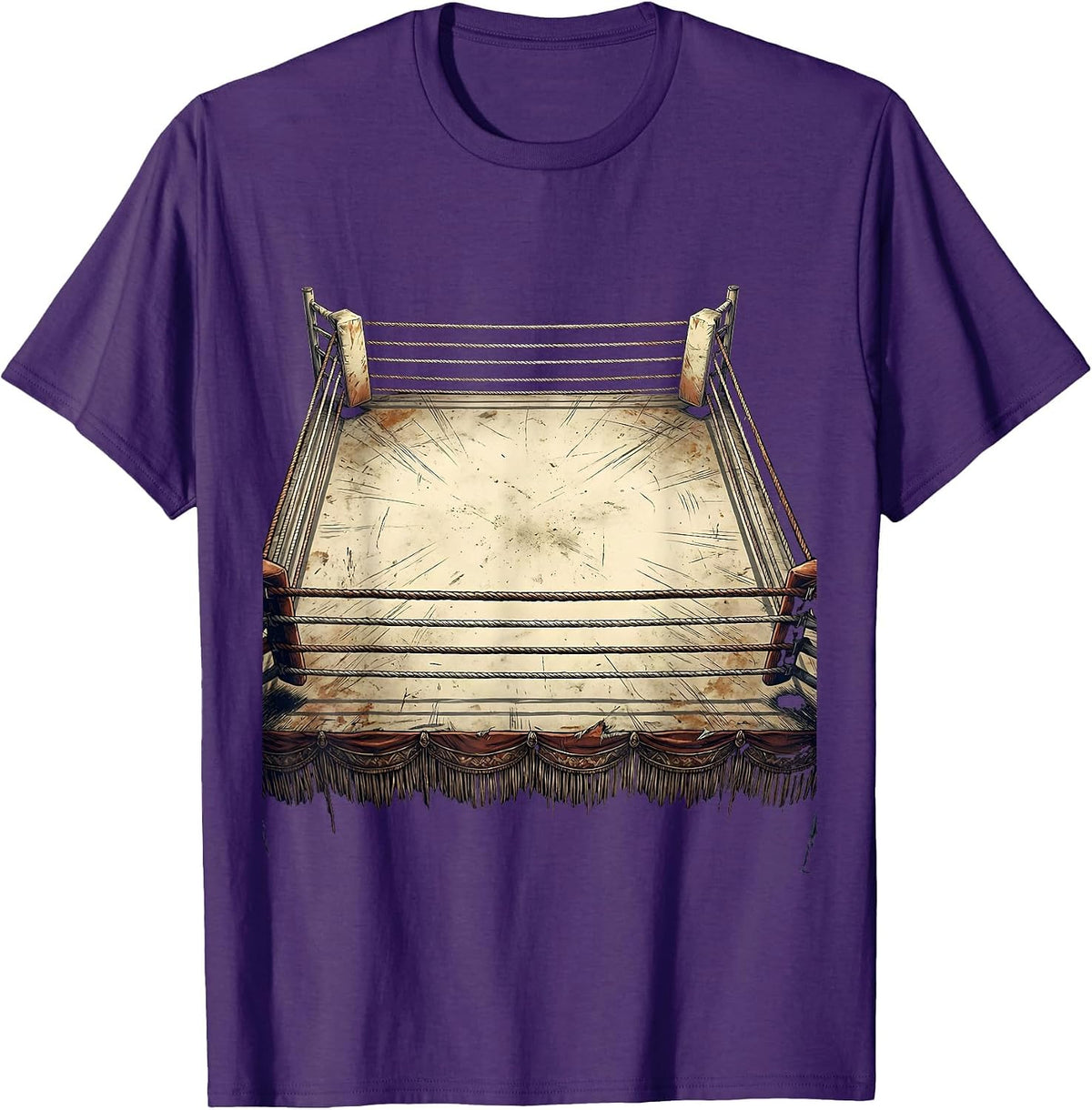 Dramatic Overhead Boxing Ring Illustration T-Shirt - Purple