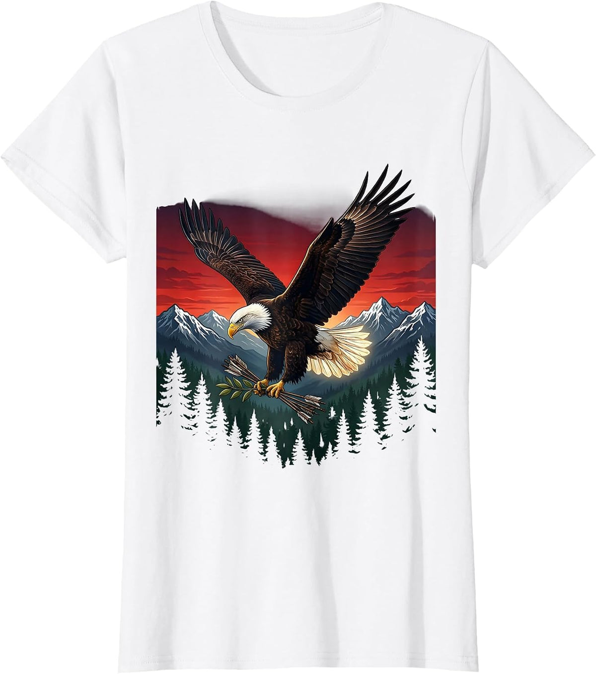 Bald Eagle Olive Branch and Arrows Patriotic USA T-Shirt - White