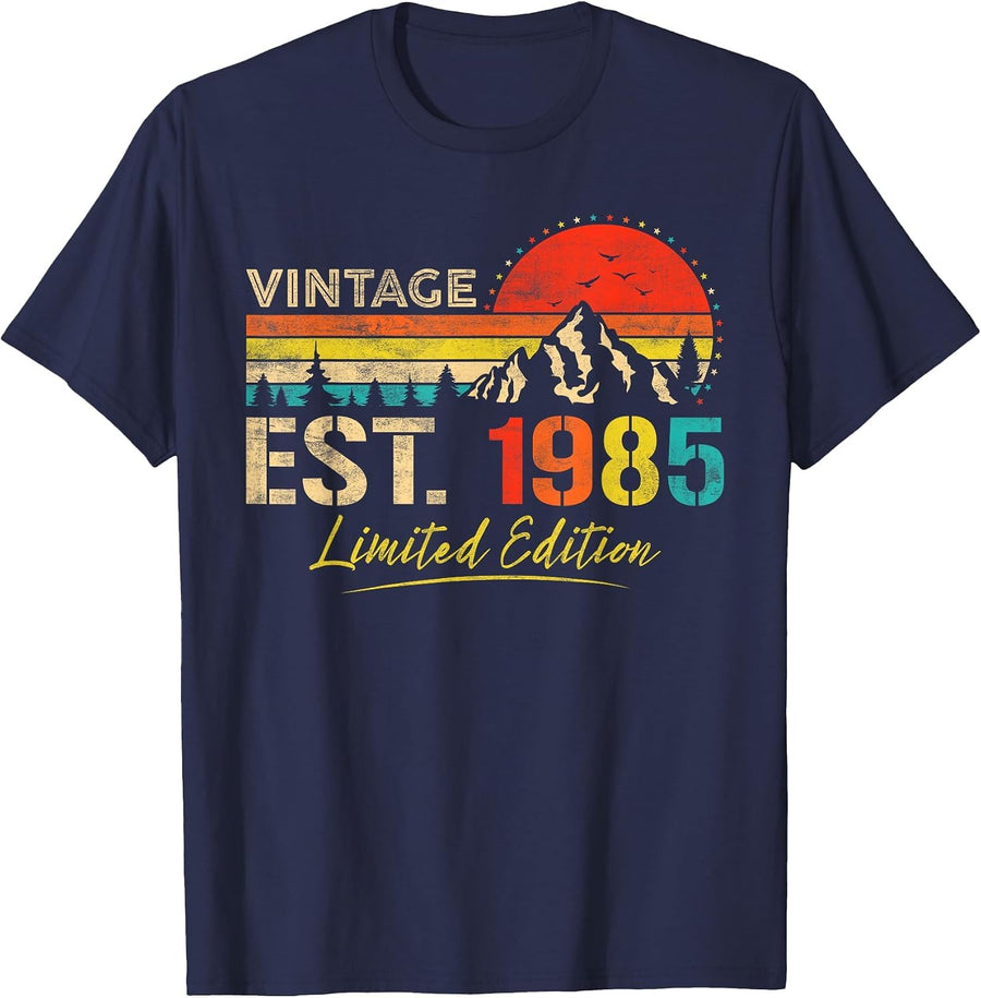 Vintage Est 1985 Limited Edition Classic 1985 Men and Women T-Shirt - Navy Blue