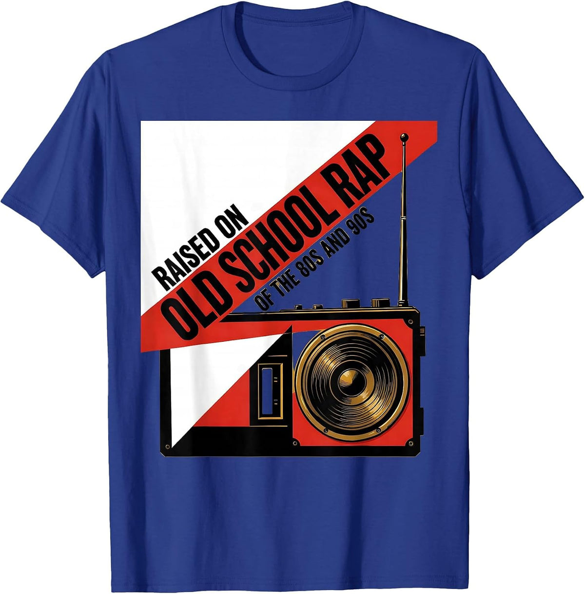 Men's Raised On Old School Rap Of The 80s And 90s Retro T-Shirt - Royal Blue