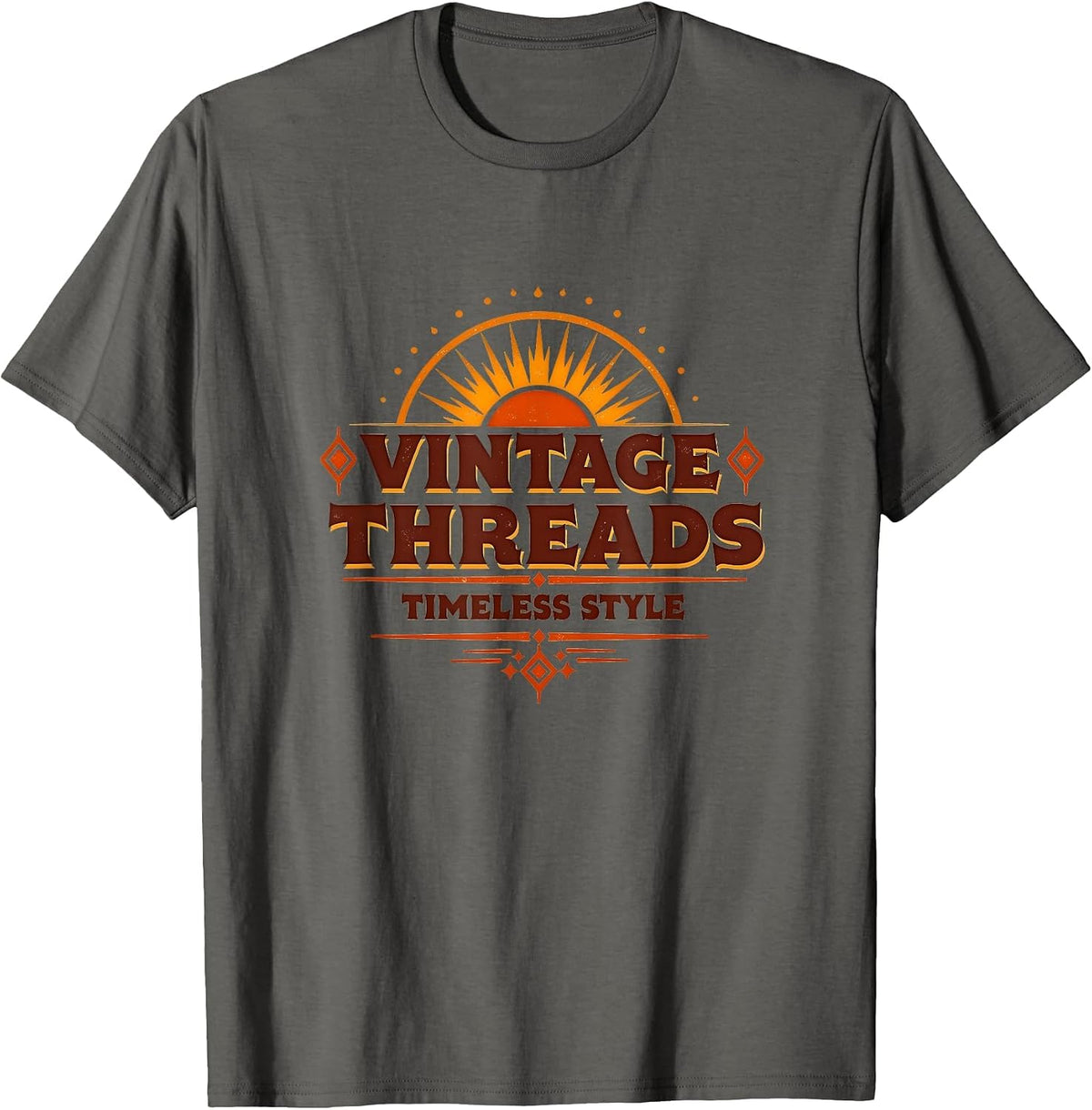 Vintage Threads Timeless Style 70s Retro Design 90s Graphic T-Shirt - Asphalt Grey