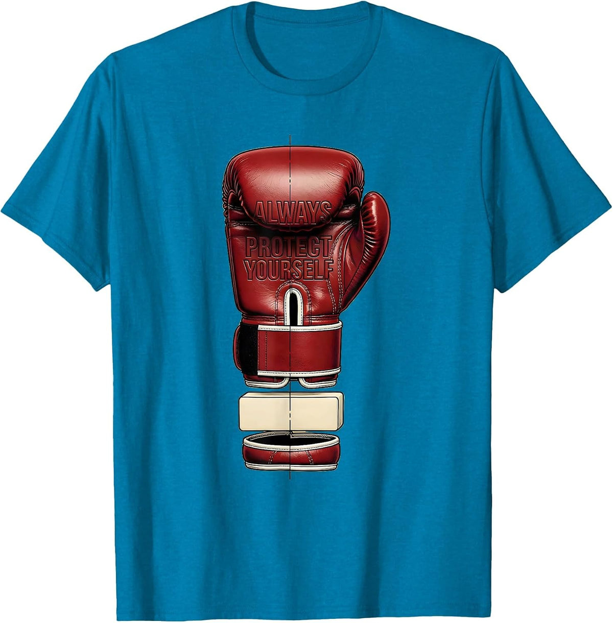 Always Protect Yourself Boxing Graphic Design T-Shirt - Sapphire Blue