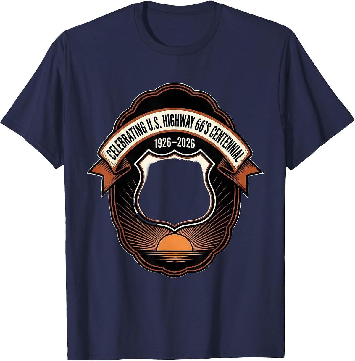 Men's Celebrating U.S. Highway 66's Centennial, 1926–2026 Vintage T-Shirt - Navy Blue