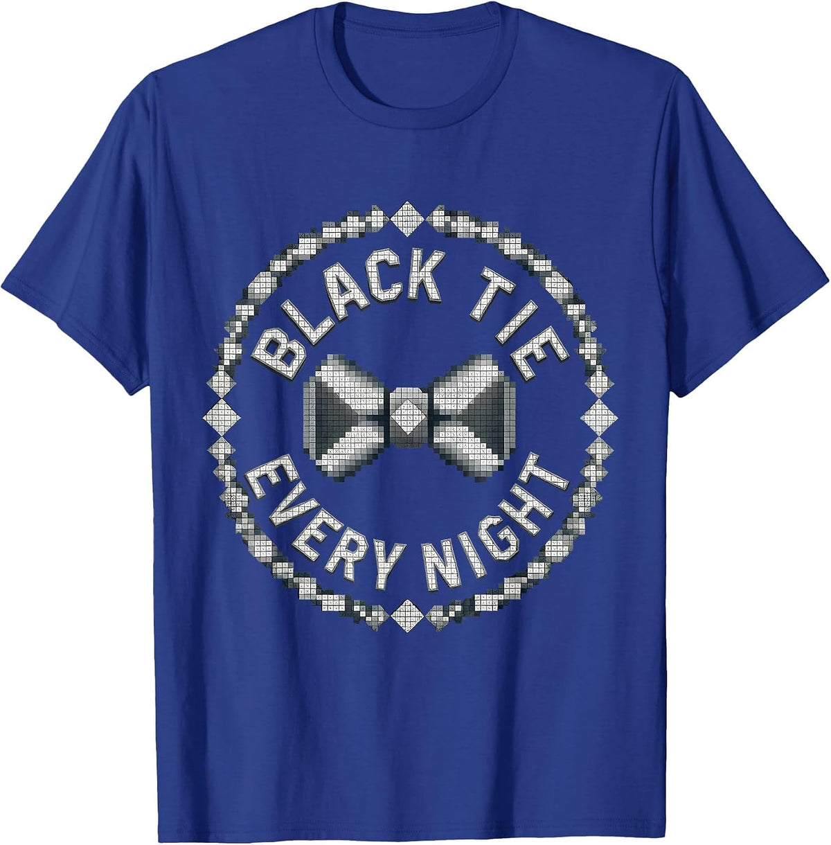 Black Tie Every Night Tuxedo Graphic Design T-Shirt - Royal Blue