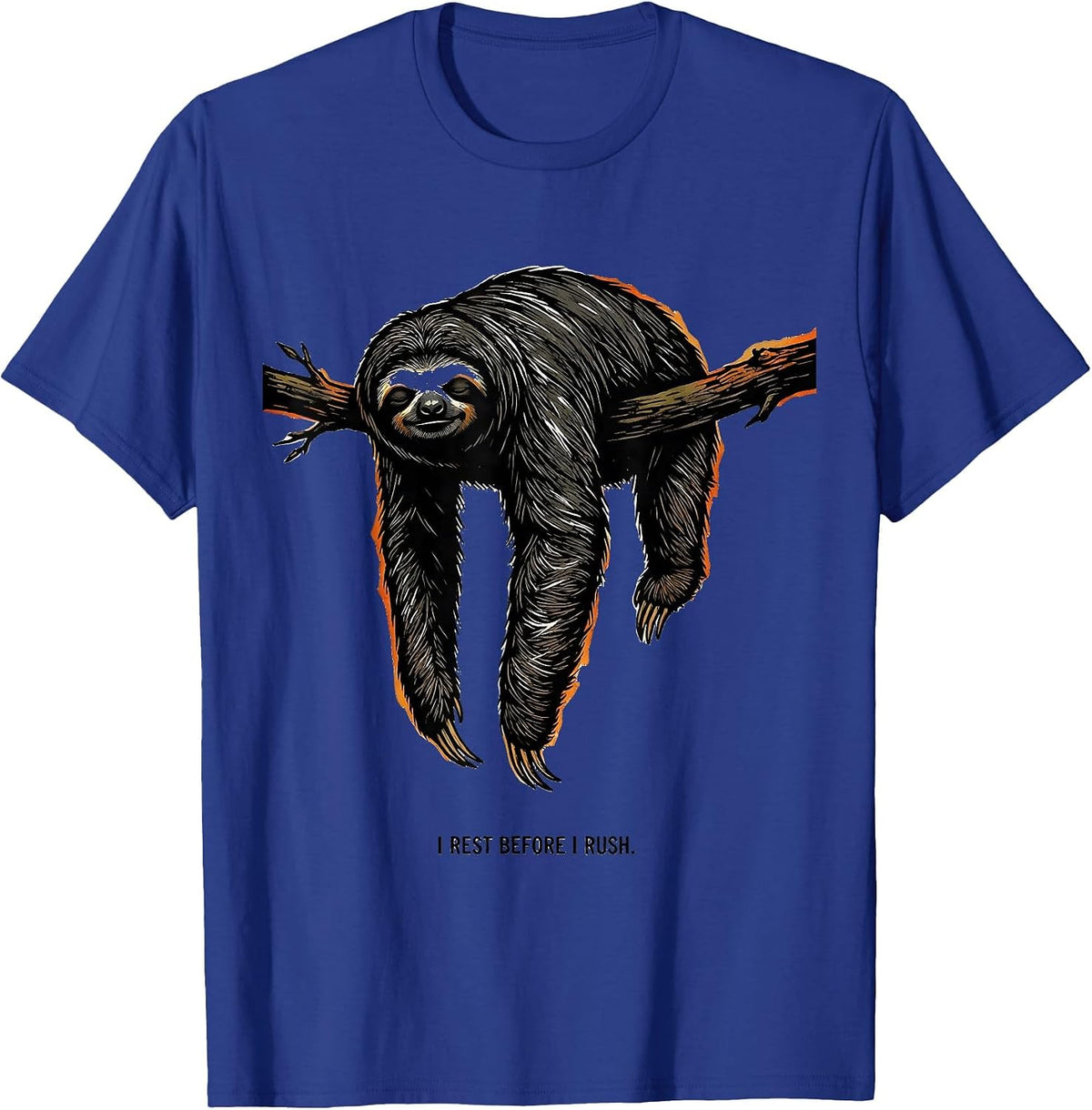 Men's I Rest Before I Rush Funny Sloth Humor Gift for Sloth Lovers T-Shirt - Royal Blue