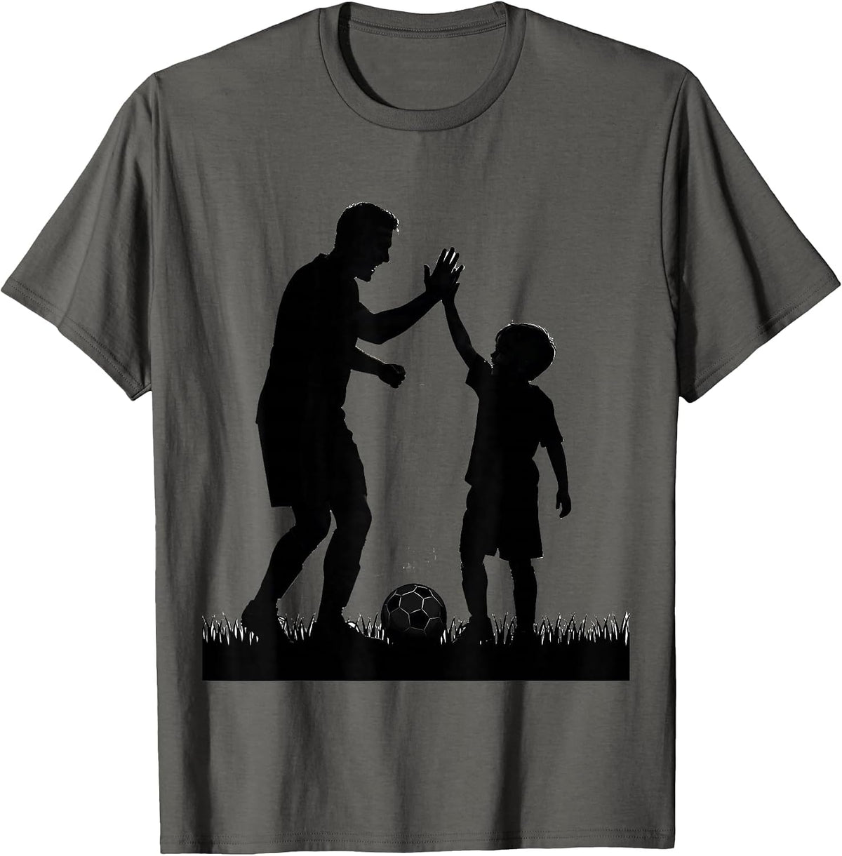 Men's Boy Dad Soccer High-Five Graphic T-Shirt - Asphalt Grey