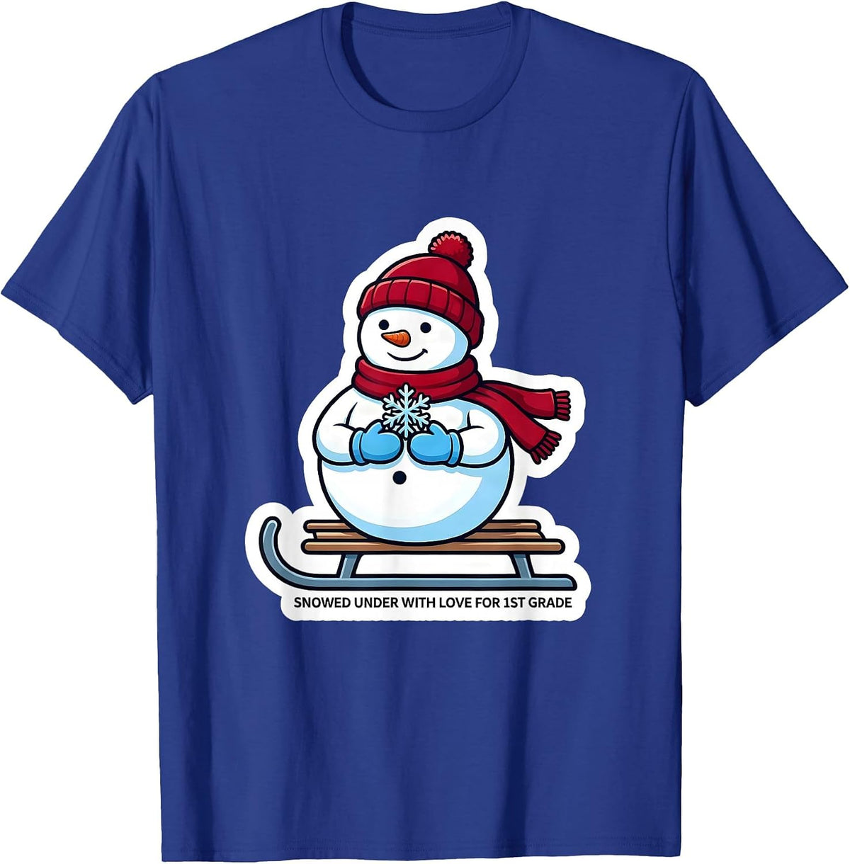 Men's Snowed Under With Love For 1st Grade Funny Teacher Christmas T-Shirt - Royal Blue